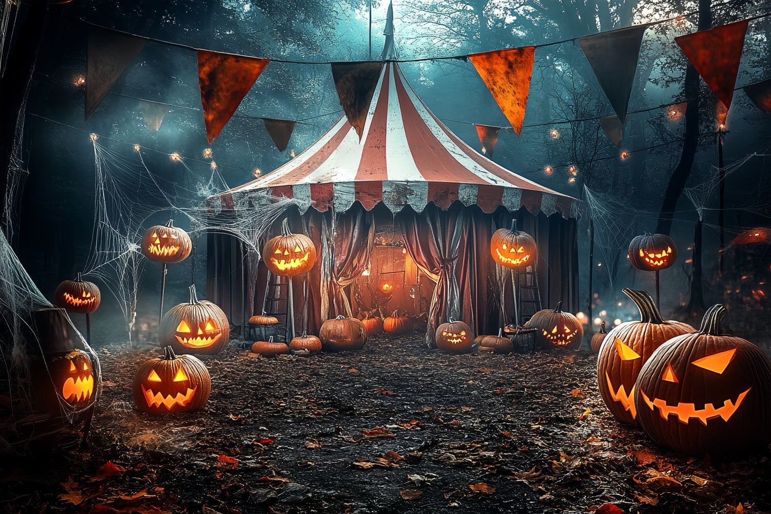 Halloween Circus Backdrop Pumpkin Lantern Spooky Tent Circus Backdrop UK TWW59-9