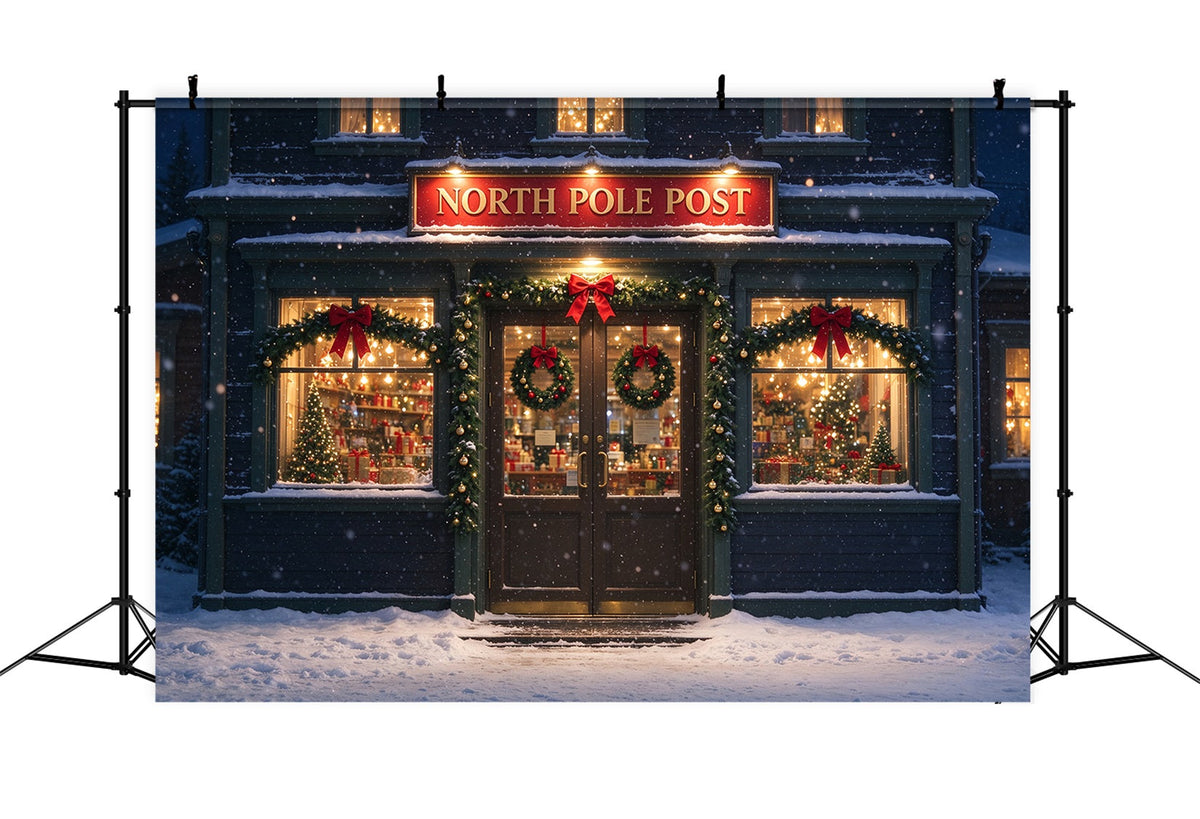 North Pole Photo Backdrop Winter Snowy Post Office Christmas Photography Backdrops UK ZTT610-13