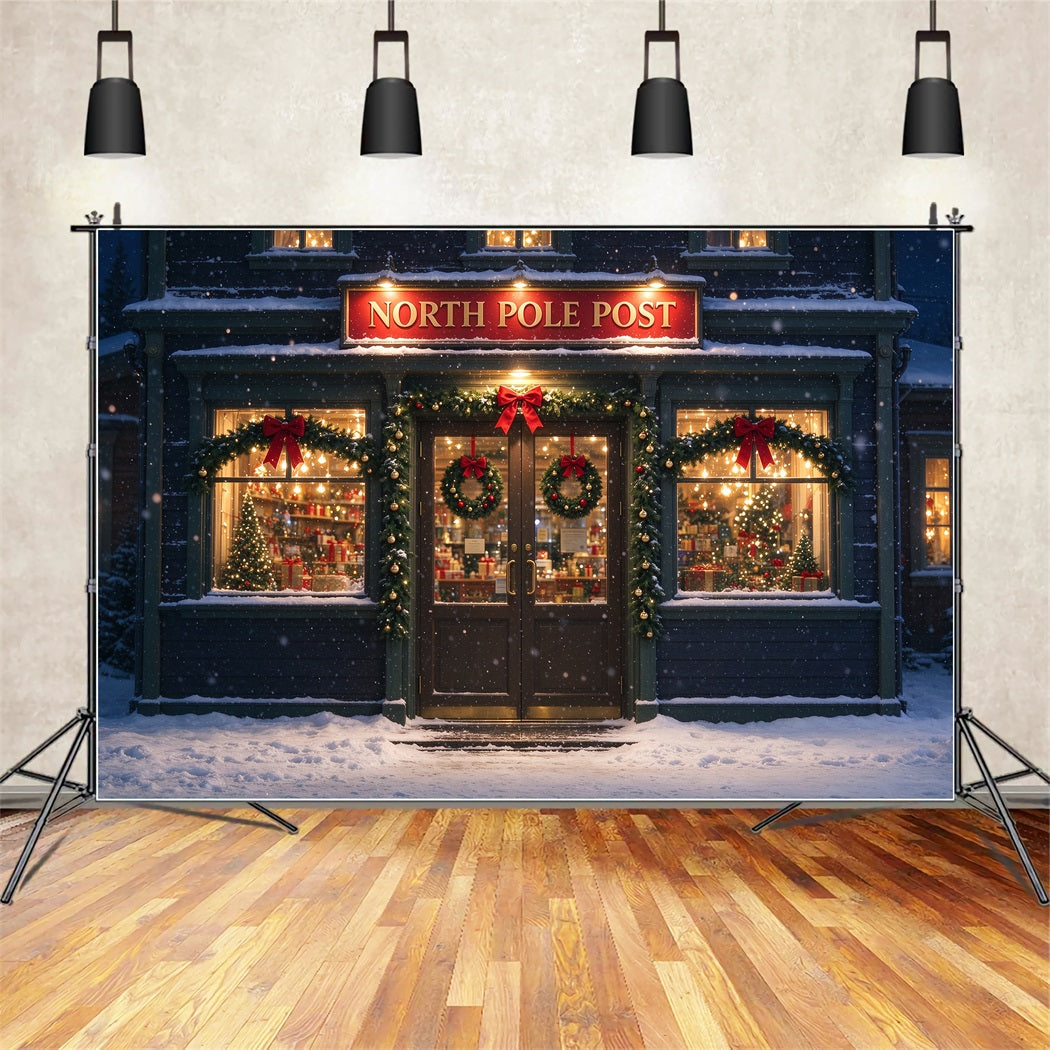 North Pole Photo Backdrop Winter Snowy Post Office Christmas Photography Backdrops UK ZTT610-13