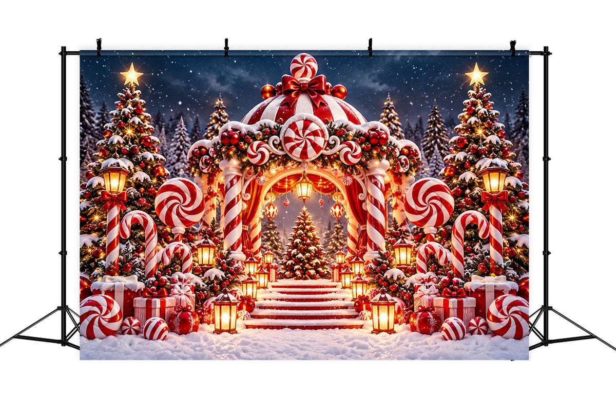 Christmas Candy Cane Backdrop Peppermint Candyland Archway Christmas Party Backdrop UK ZTT610-18