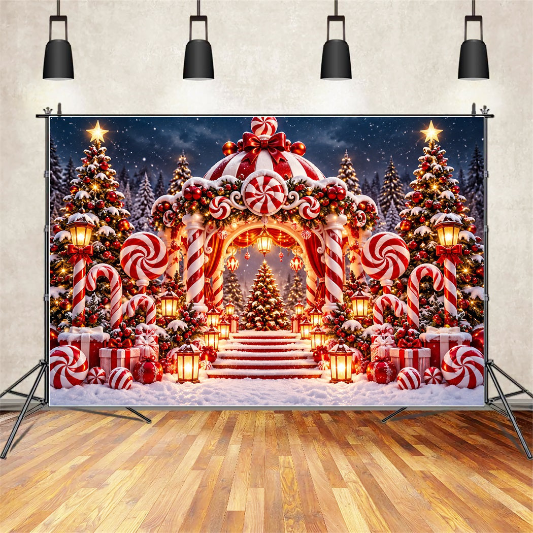Christmas Candy Cane Backdrop Peppermint Candyland Archway Christmas Party Backdrop UK ZTT610-18