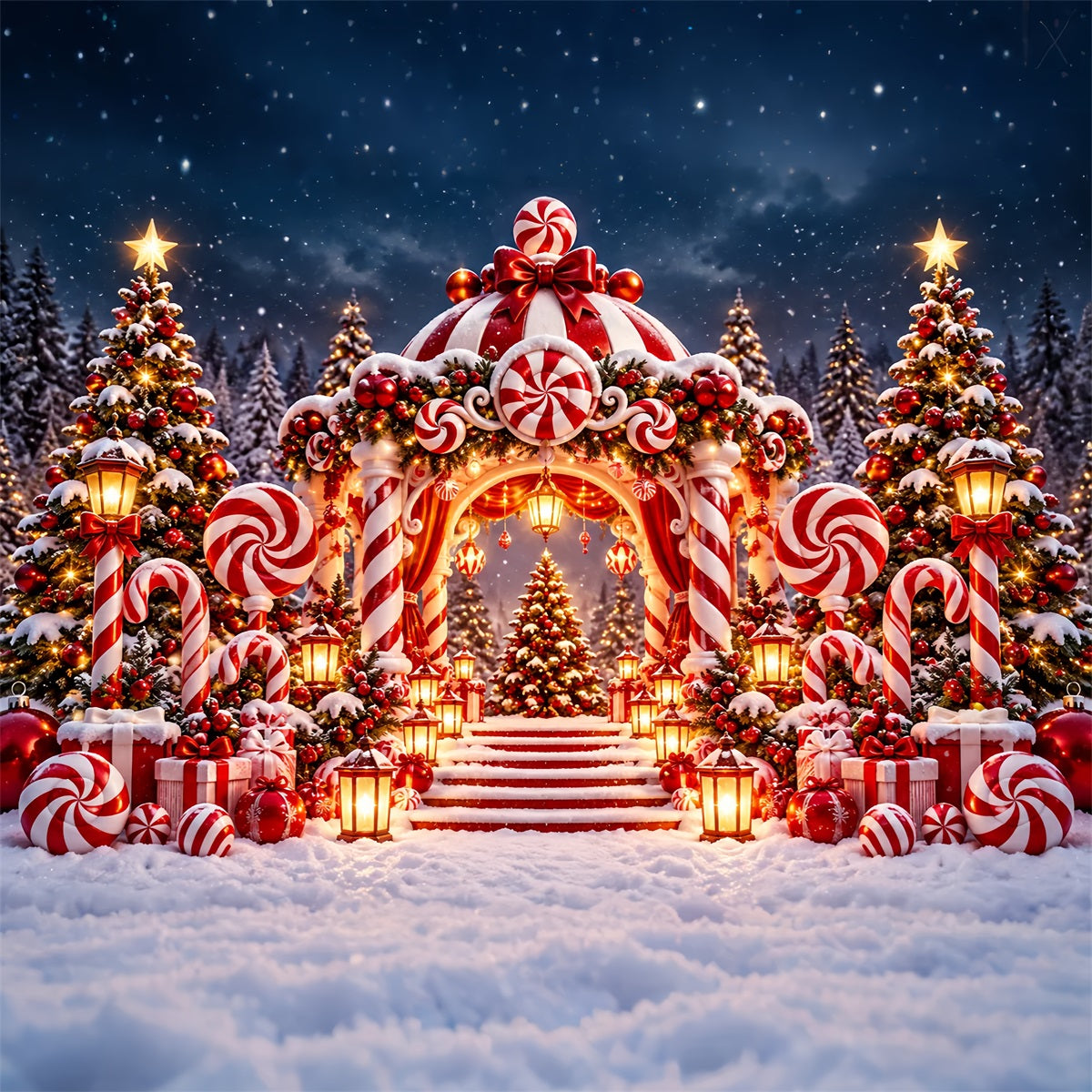 Christmas Candy Cane Backdrop Peppermint Candyland Archway Christmas Party Backdrop UK ZTT610-18
