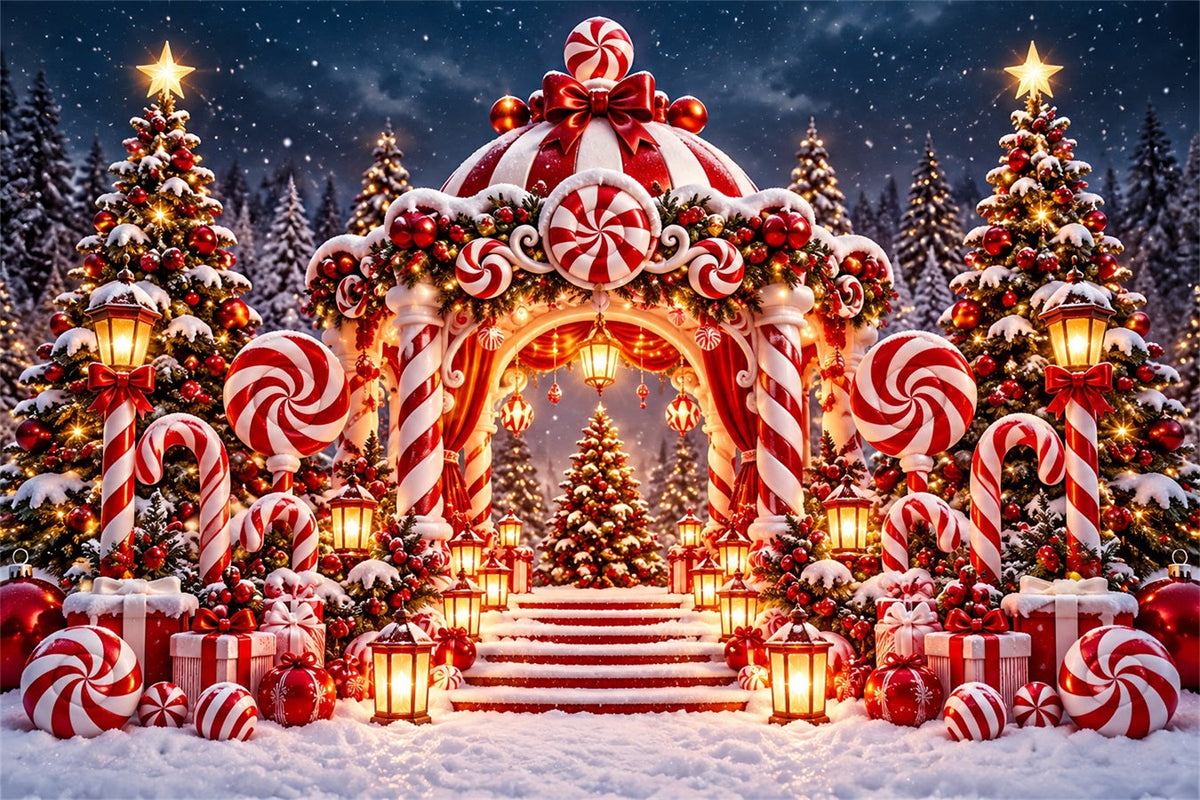 Christmas Candy Cane Backdrop Peppermint Candyland Archway Christmas Party Backdrop UK ZTT610-18