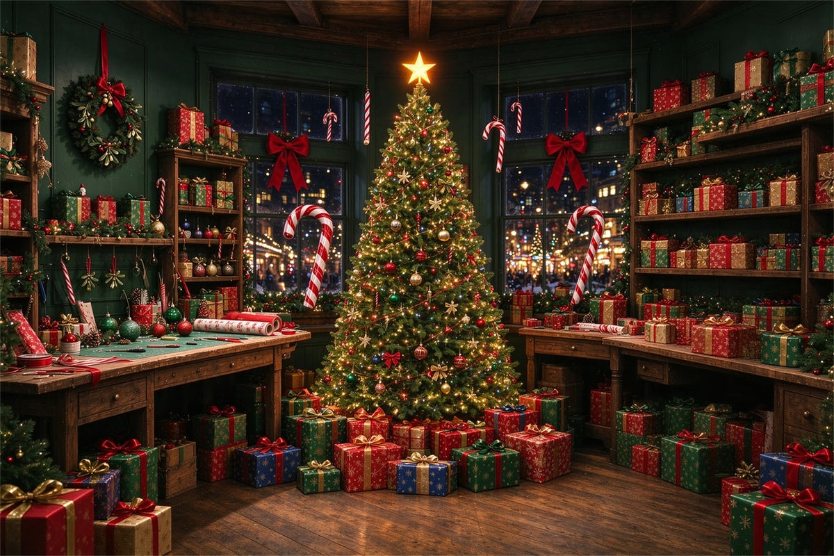 Santa Backdrop Festive Gift Wrapping Workshop Christmas Backdrop UK ZTT610-2