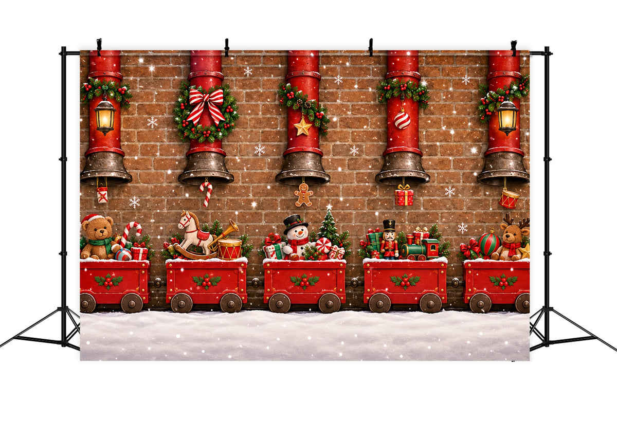 Christmas Backdrop Vintage Red Toy Train Christmas Backdrops Photography UK ZTT610-22