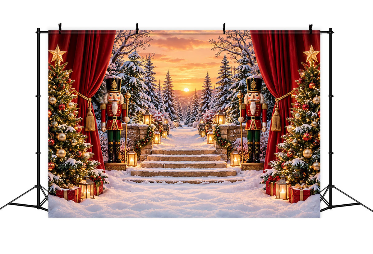 Christmas Theme Backdrop Snowy Forest Gateway Stage Nutcracker Backdrops UK ZTT610-29
