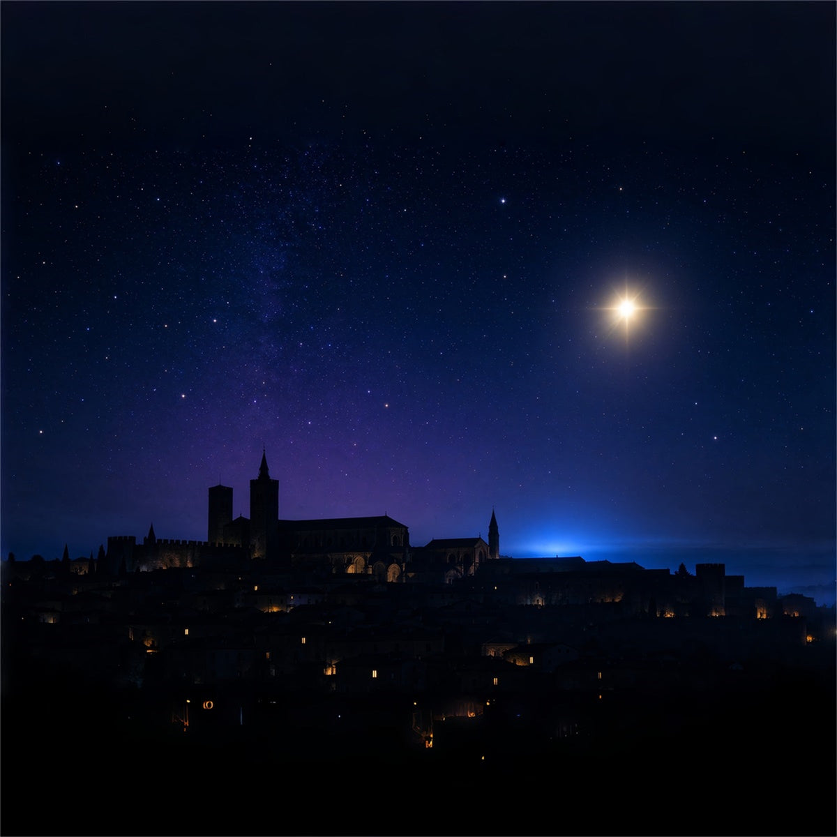 Nativity Scene Backdrop Starry Bethlehem Village Skyline Christmas Photo Backdrop Ideas UK ZTT610-8