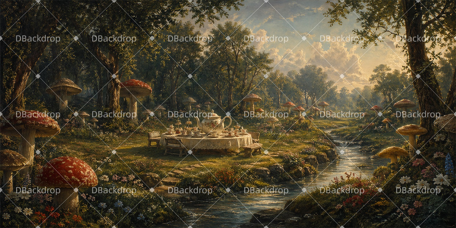 Performance Backdrop Enchanted Tea Party Forest Stage Backdrop UK ZTT64-T3