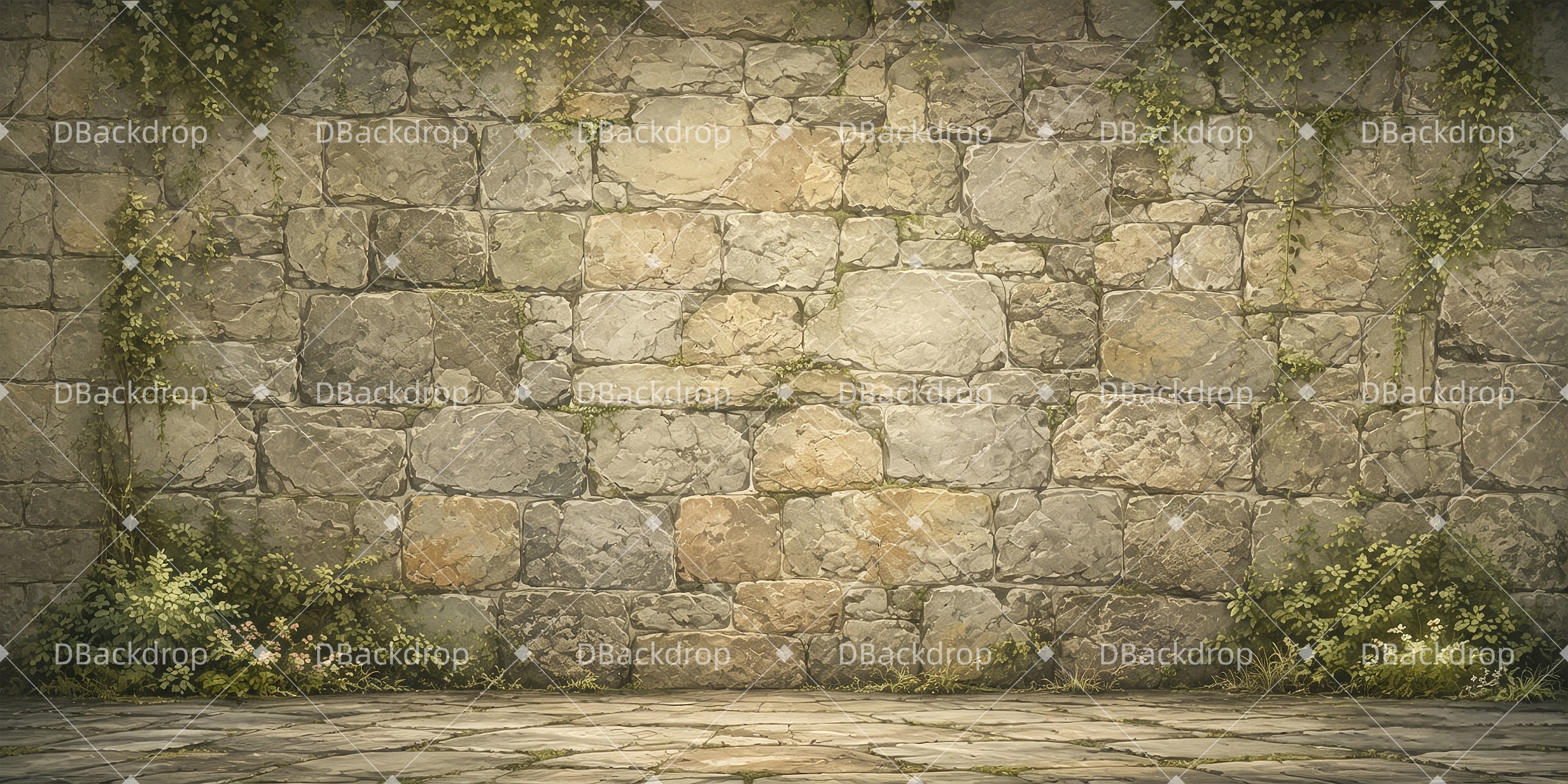 Stone Wall Backdrop Vintage Castle Wall VBS Backdrops UK ZTT65-T10
