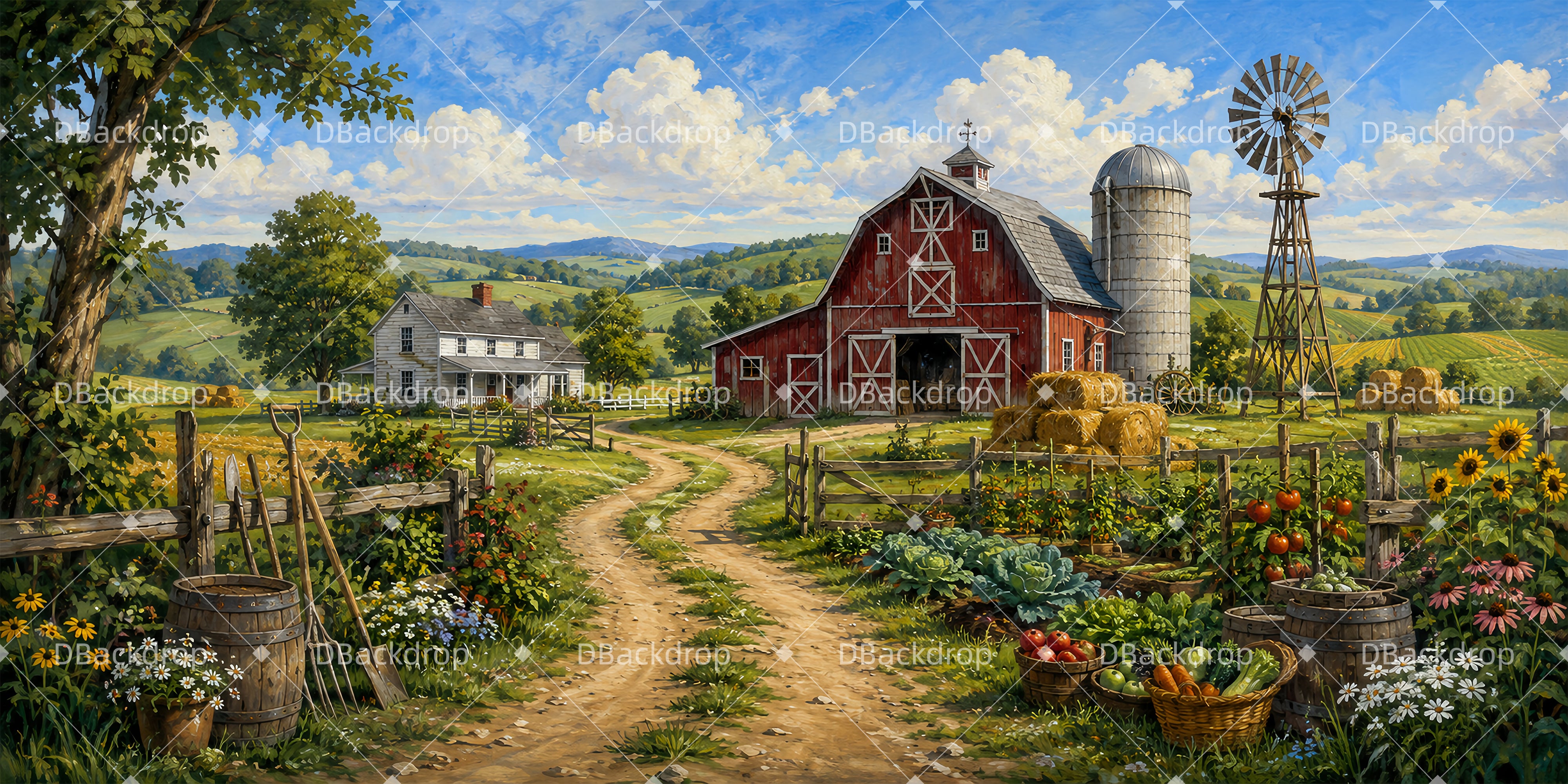 Farm Backdrop Country Farm Magnified VBS Backdrop UK ZTT65-T15