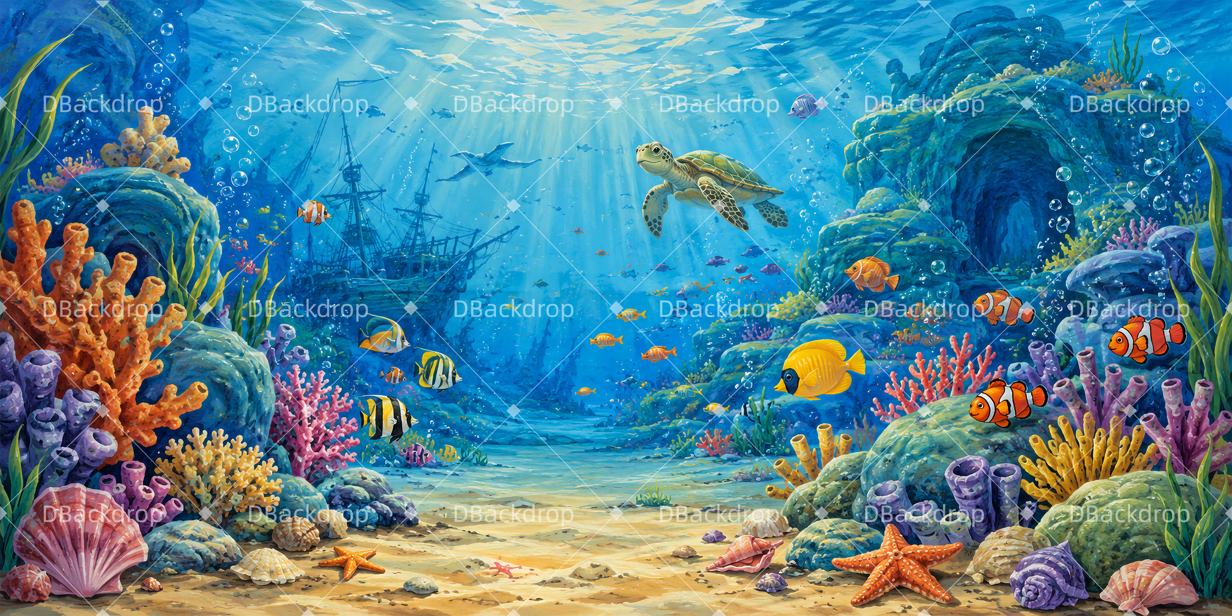 Fantasy Backdrop Underwater World Scuba VBS Backdrop UK ZTT65-T16