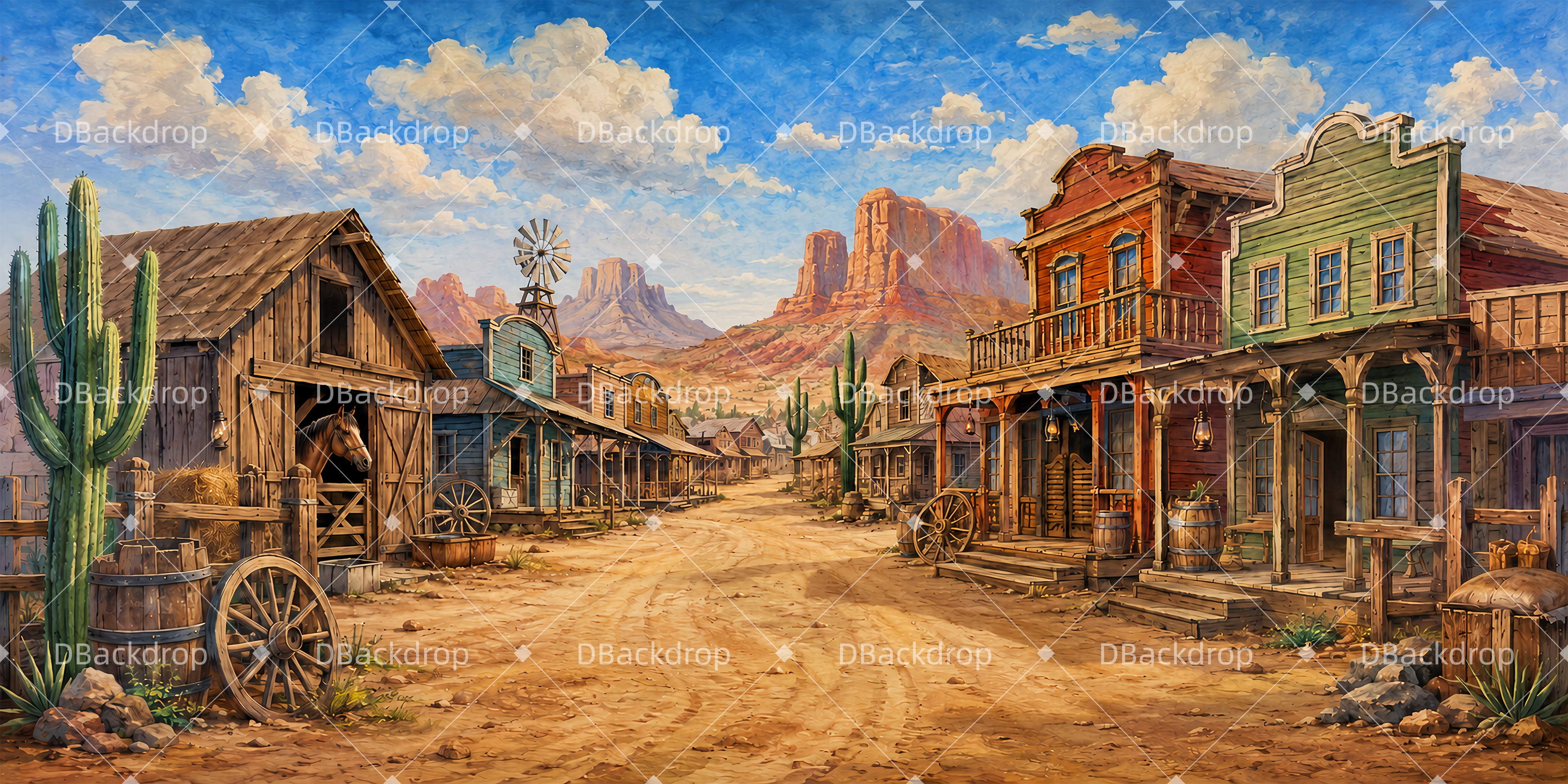 Western Town Backdrop Saloon Alley VBS Backdrop UK ZTT65-T2