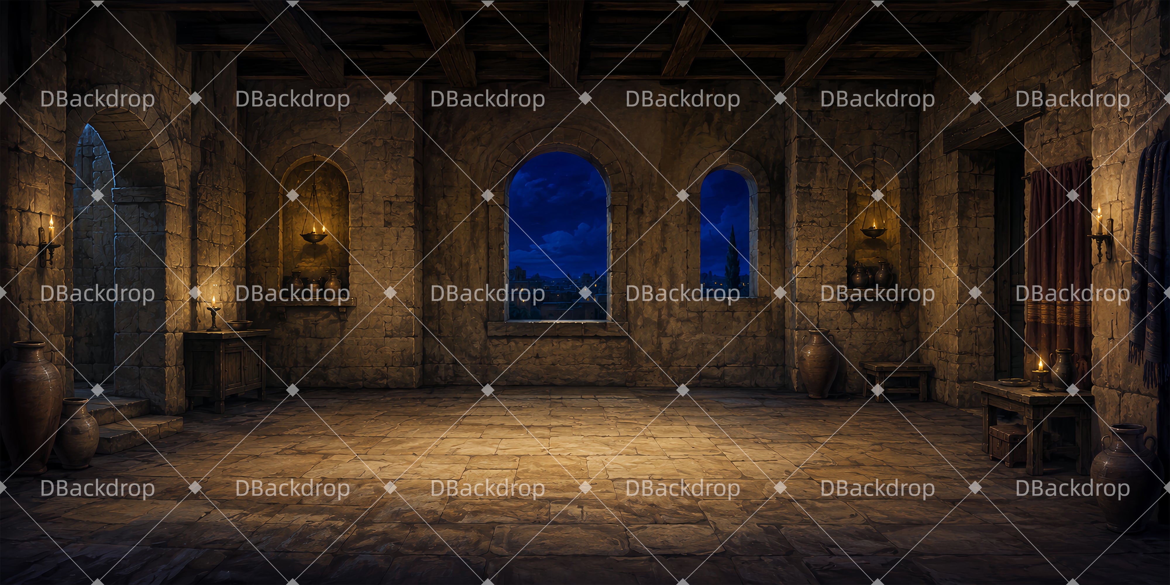 Performance Backdrops Stone Hall Backdrop For Theater Play UK ZTT65-T24