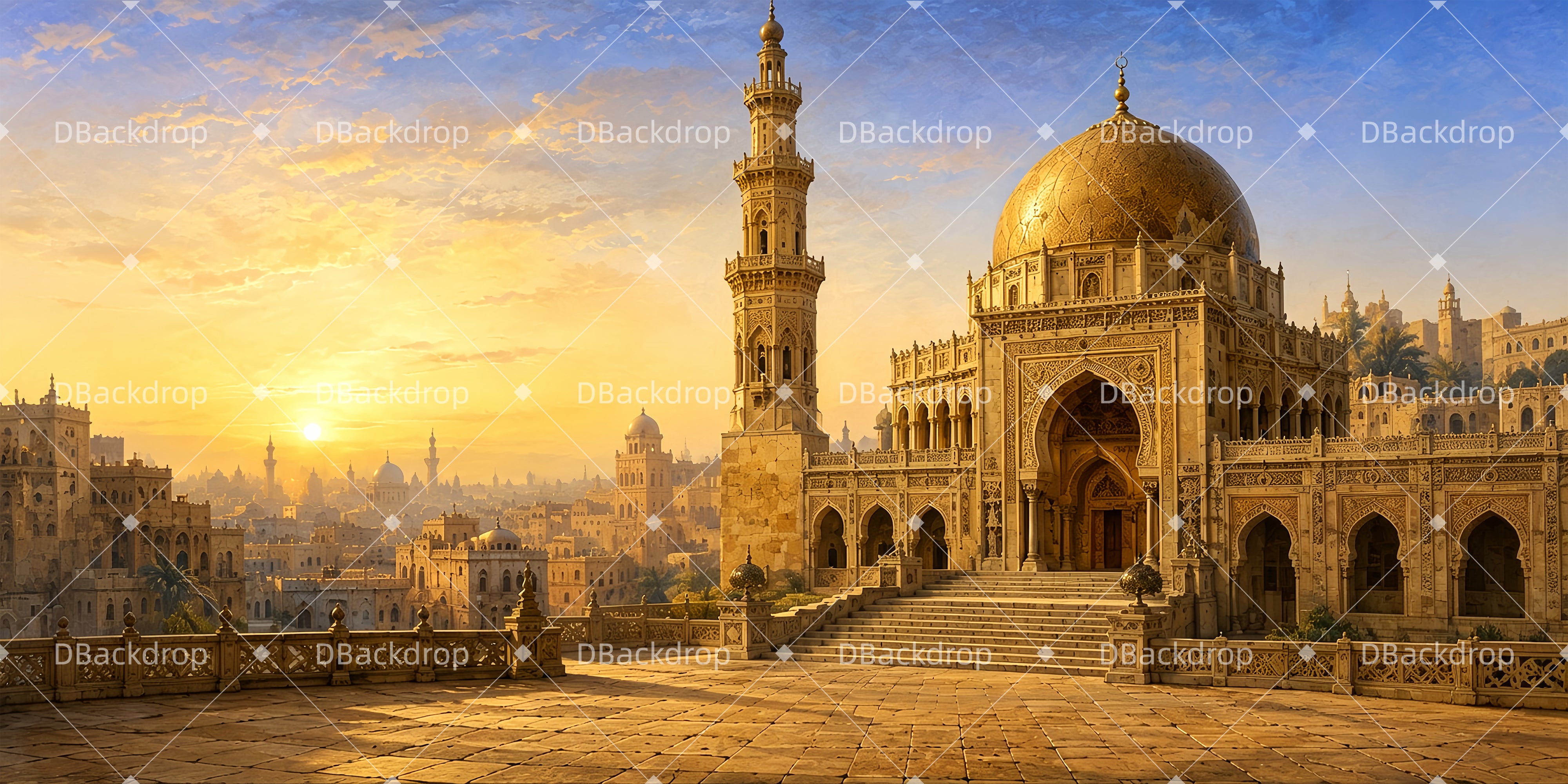 Stage Backdrops Golden Hour Mosque Movie Theater Backdrop UK ZTT65-T38