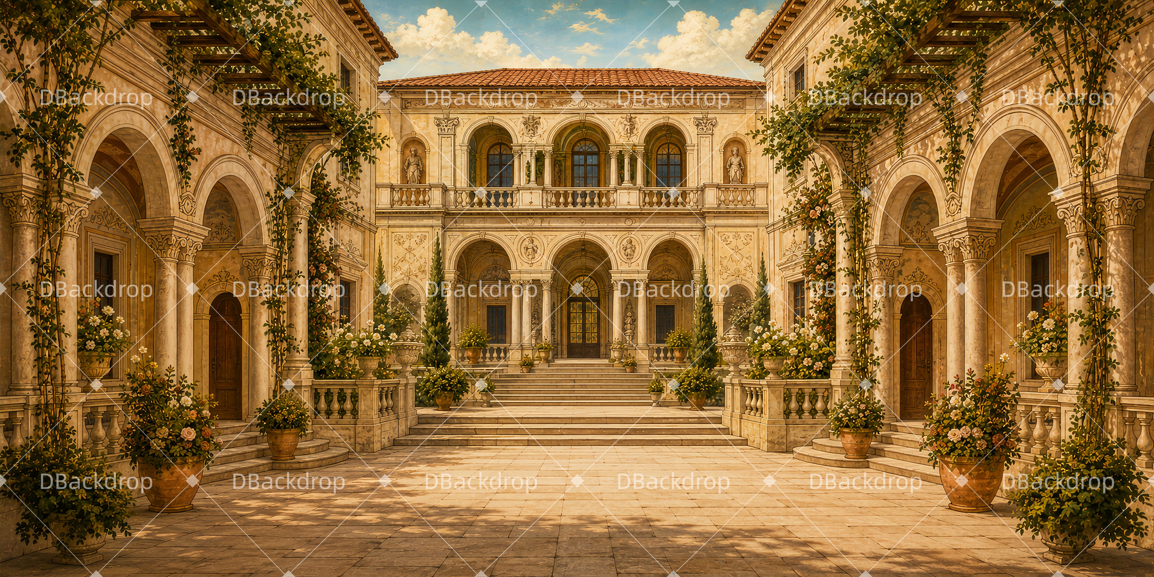 Stage Backdrop Ideas Renaissance Courtyard School Play Backdrop UK ZTT65-T53