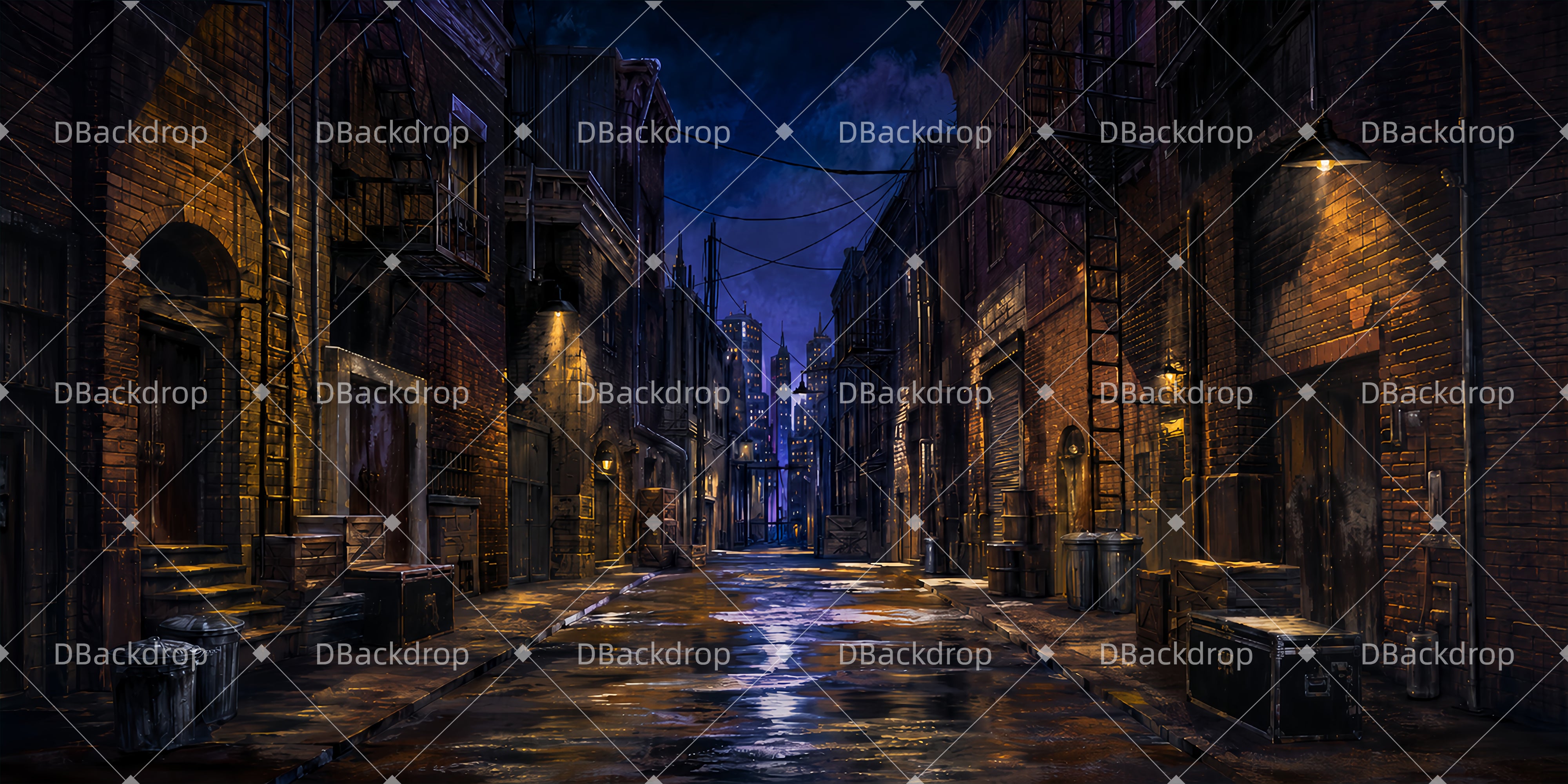 Large Stage Backdrops Midnight Alley Theater Stage Backdrop UK ZTT65-T55