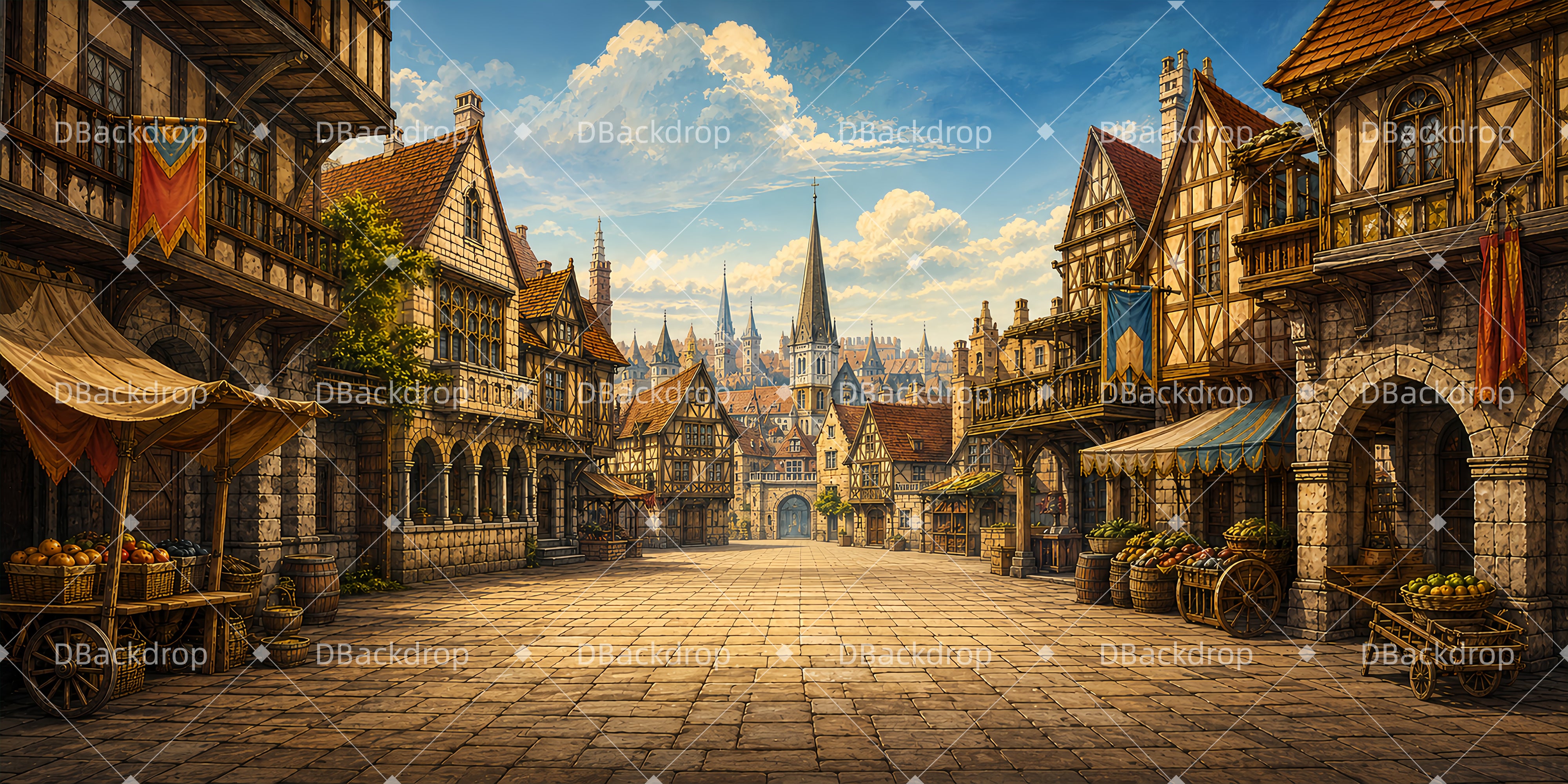 Backdrop For Theater Medieval Market Large Stage Backdrops UK ZTT65-T58