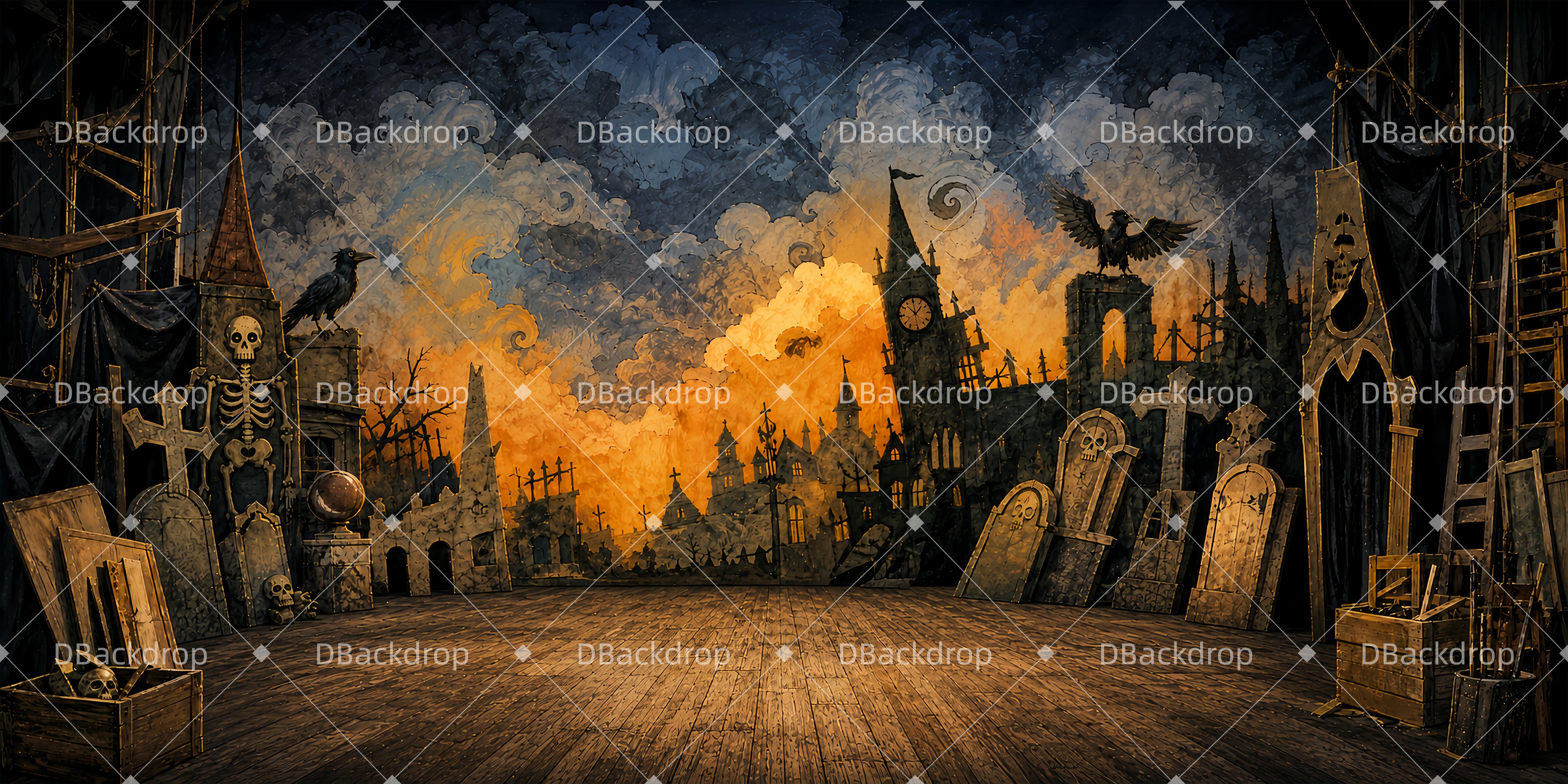 School Play Backdrops Raven’s Curtain Performance Backdrop UK ZTT65-T62