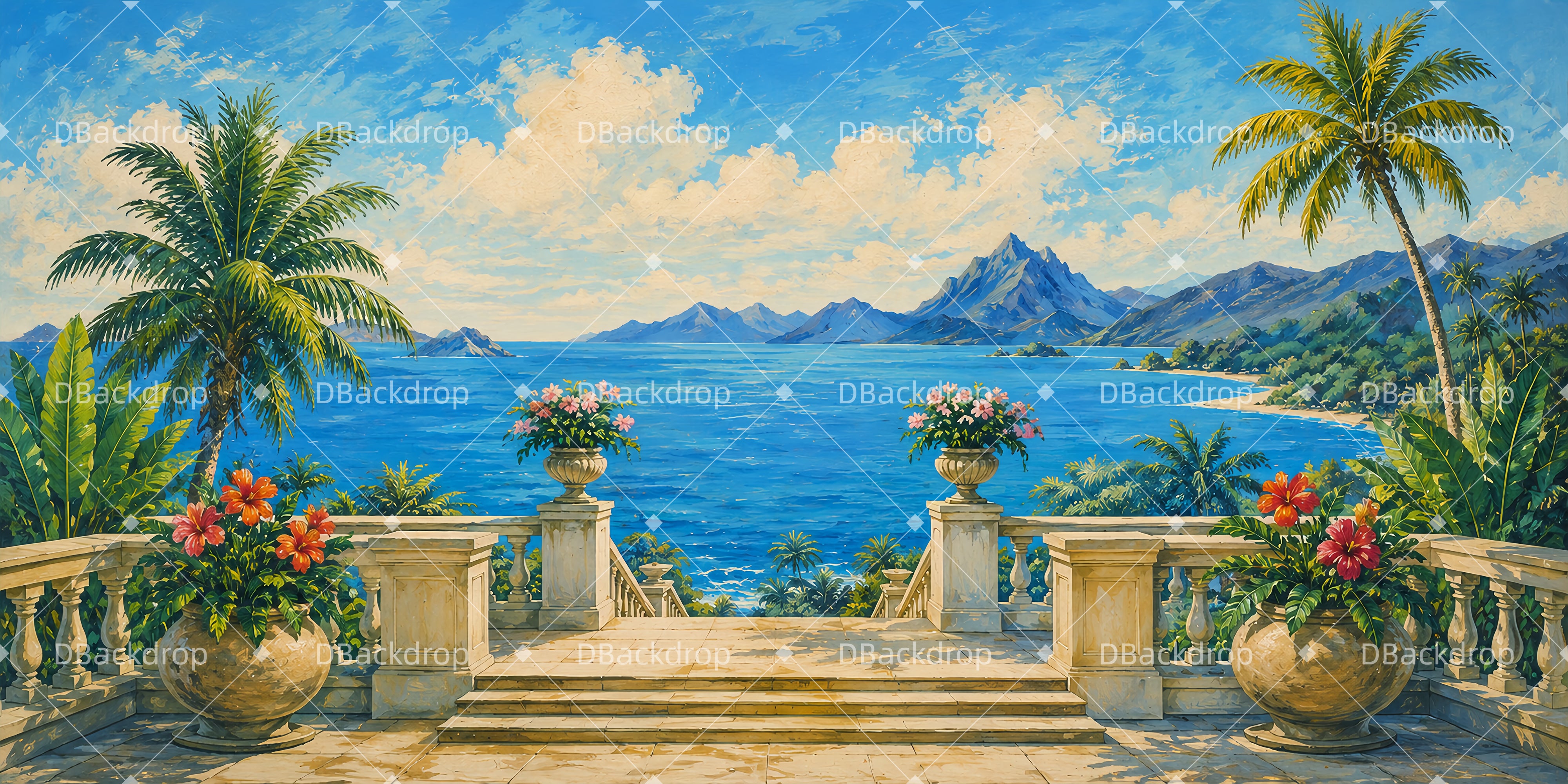 Scenery Backdrops For Theater Tropical Terrace Scenic Backdrops UK ZTT65-T68