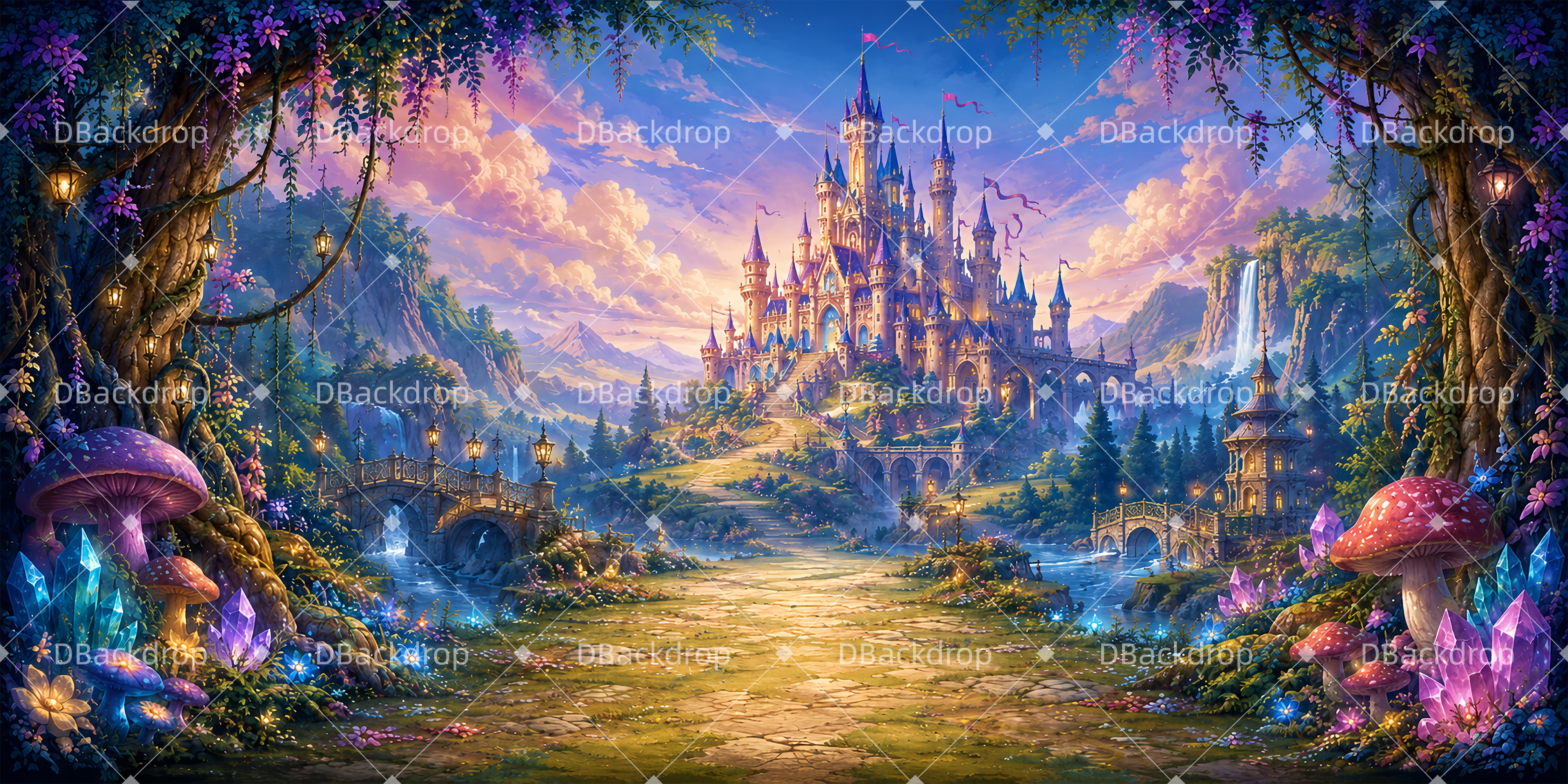 Fantasy Backdrop Mystic Castle Scuba VBS Backdrop UK ZTT65-T9