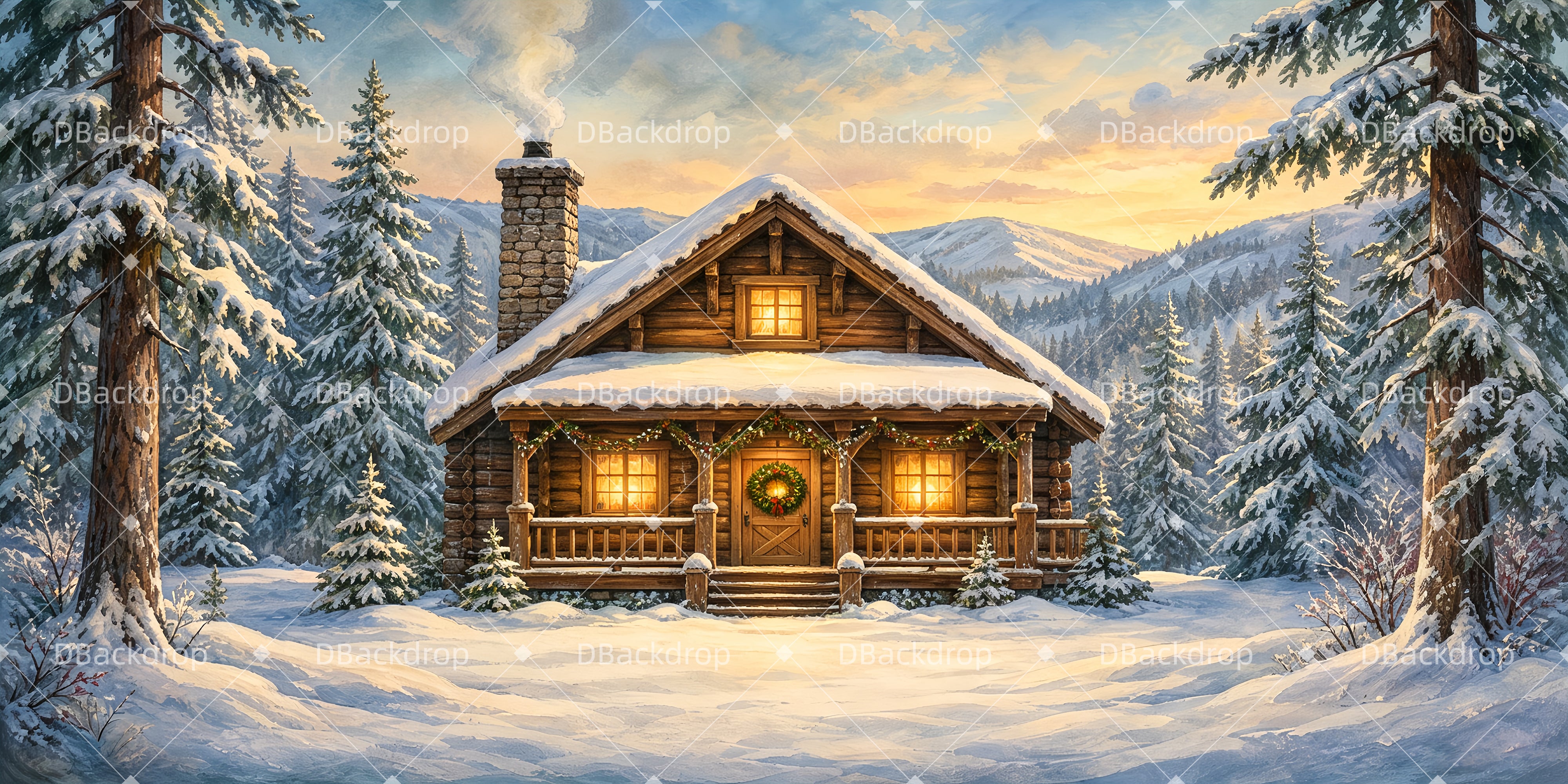 Theater Backdrop Log Cabin Professional UK Stage Backdrops ZTT66-T114