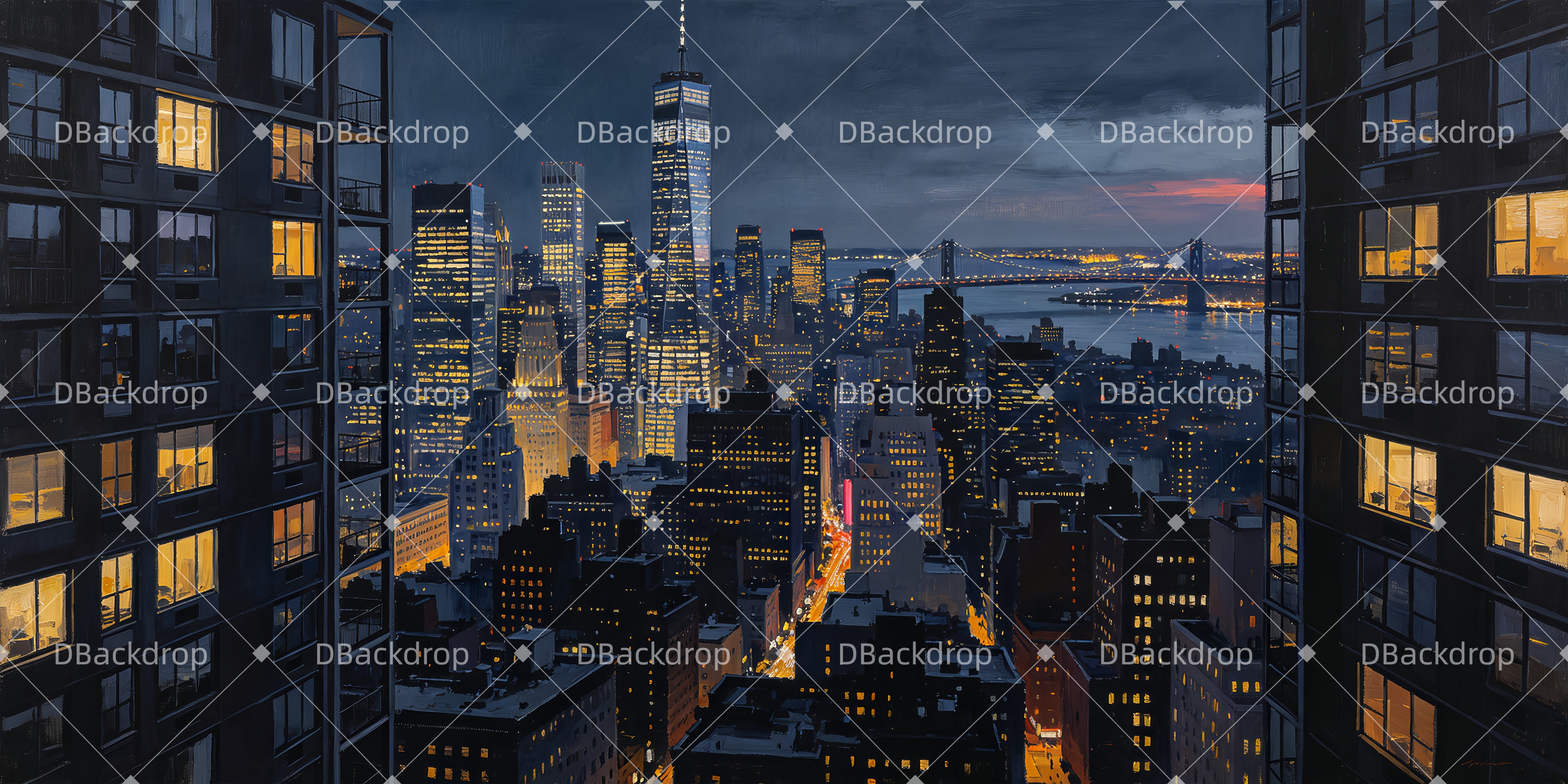 Large Stage Backdrops City Dusk Theater Backdrops UK For Sale ZTT66-T117
