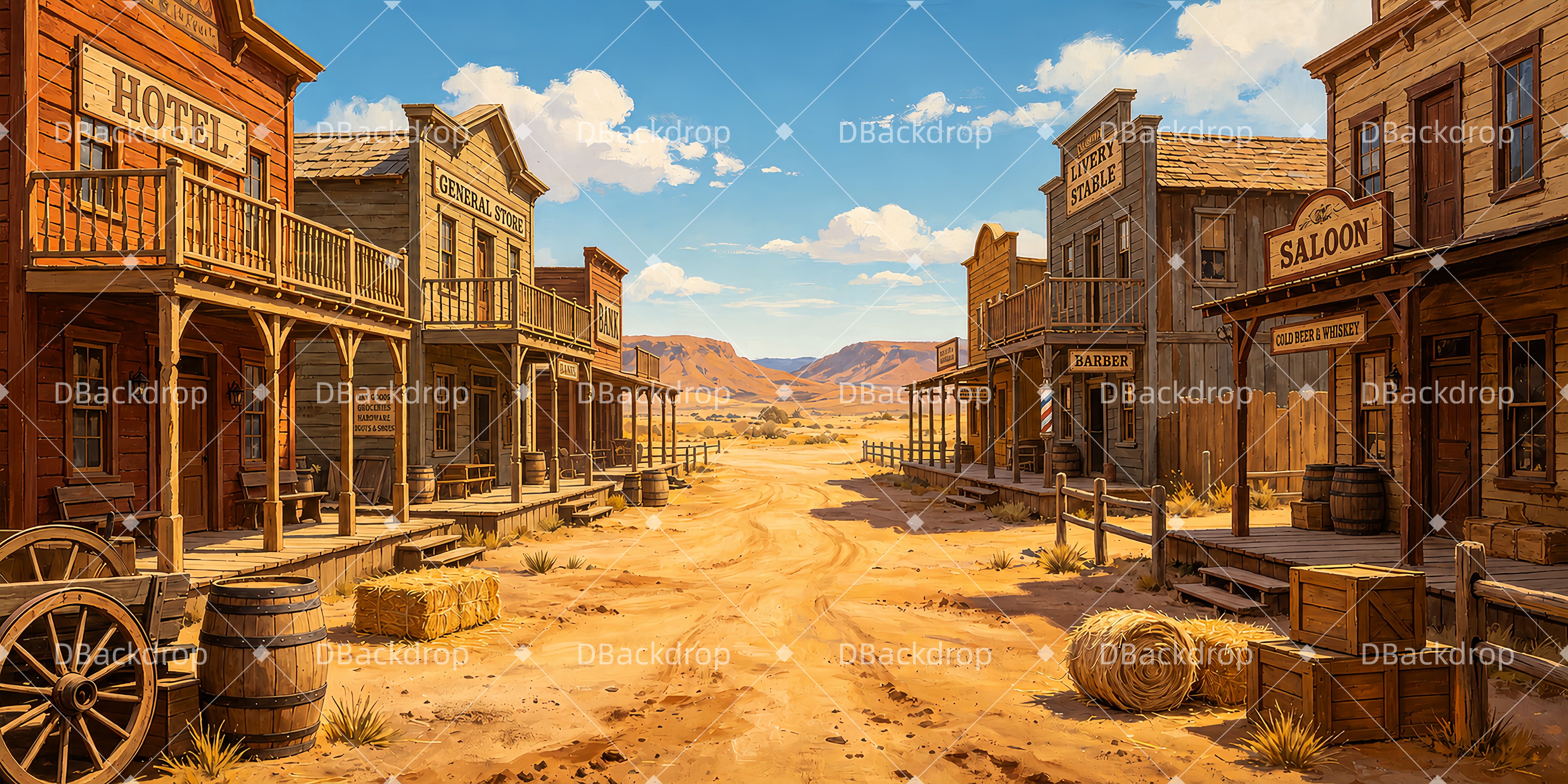 Professional Stage Backdrops Desert Town Theater UK Backdrop ZTT66-T127