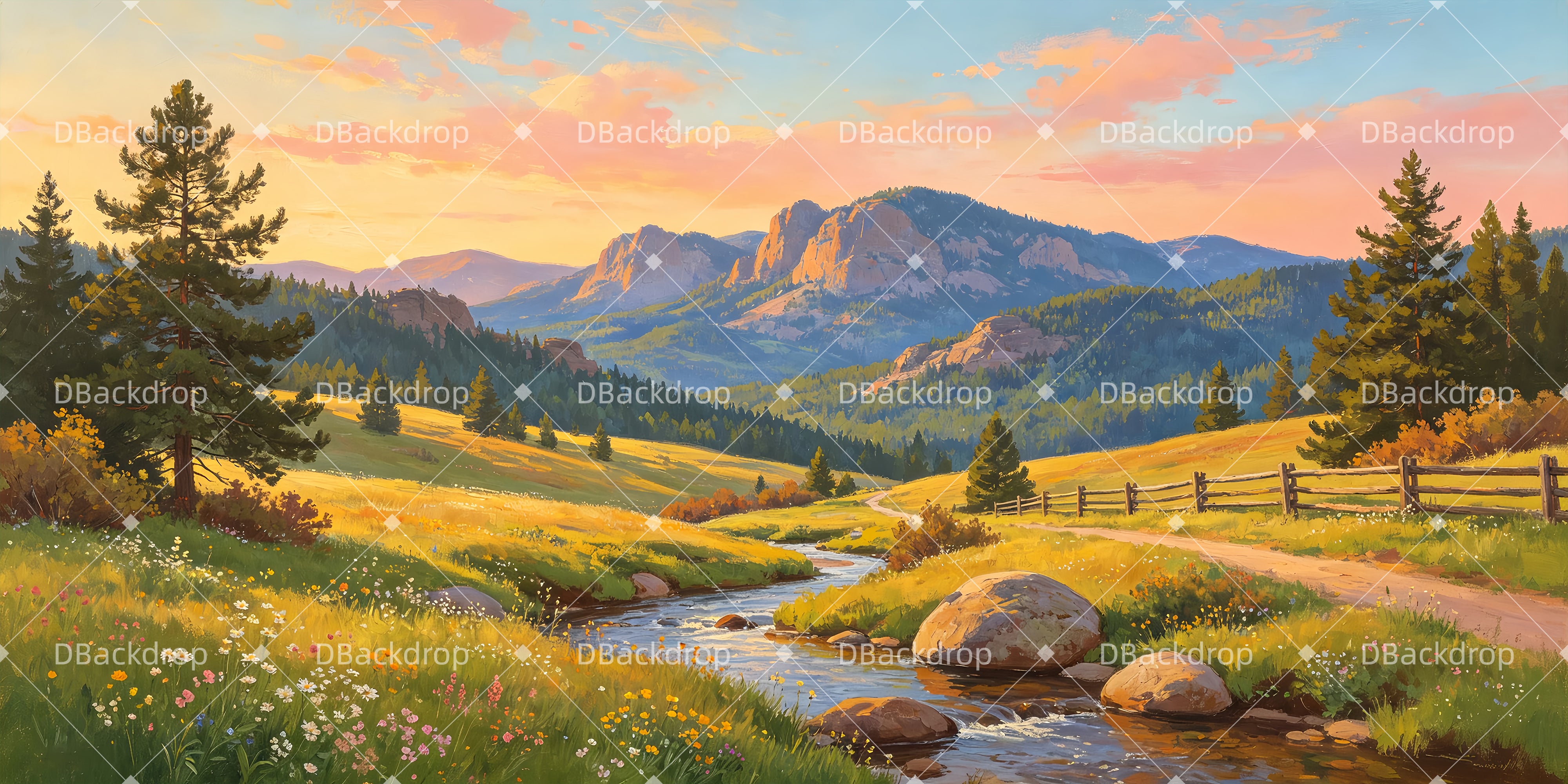 Scenic Backdrops Mountain Brook Scenery Backdrops UK For Theater ZTT66-T133