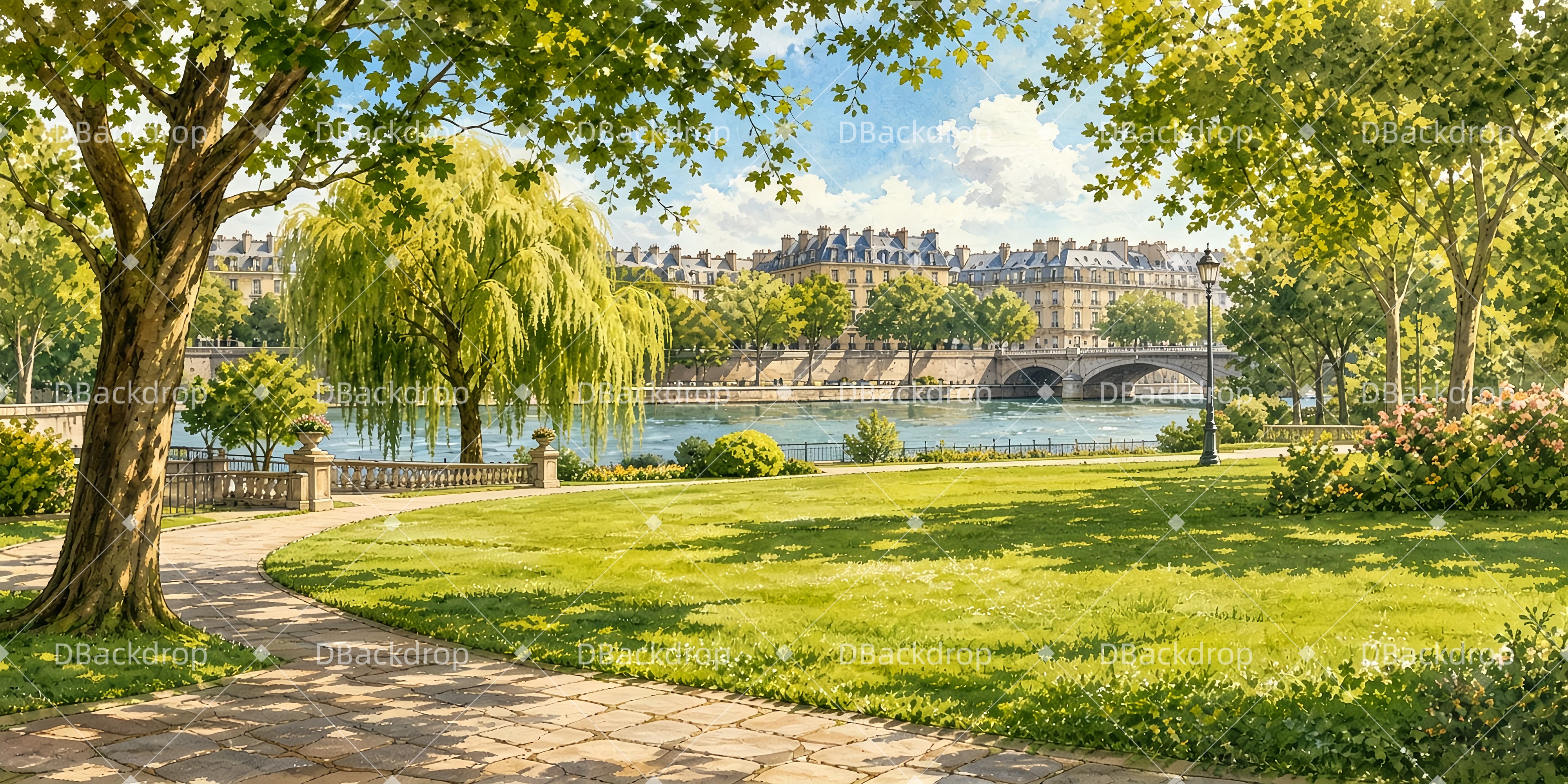 Stage Scenery Backdrops Seine Garden Theater Backdrop UK ZTT66-T81