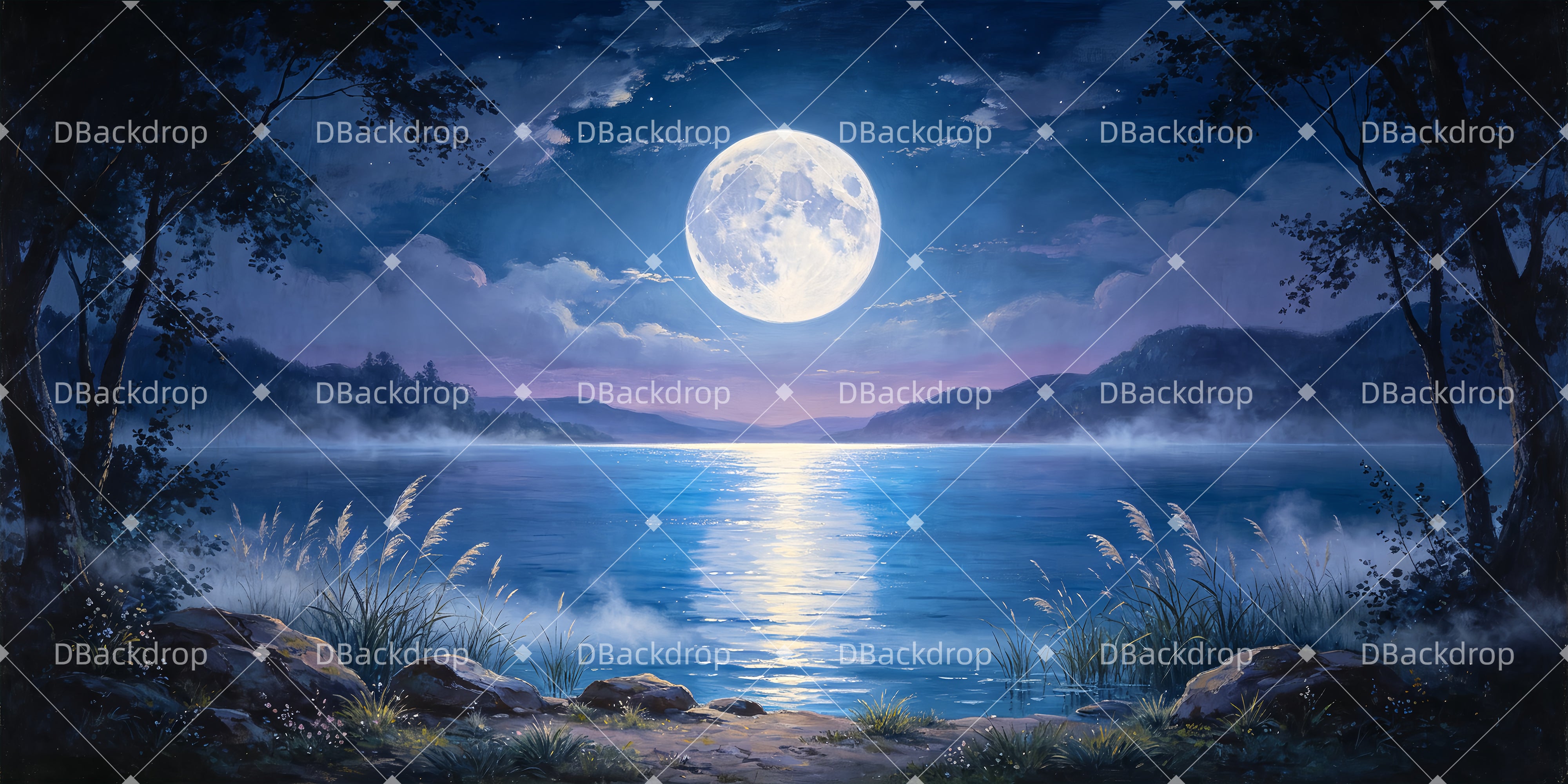 Stage Scenery Backdrops Lunar Lakeshore Movie Theater Backdrop UK ZTT66-T91