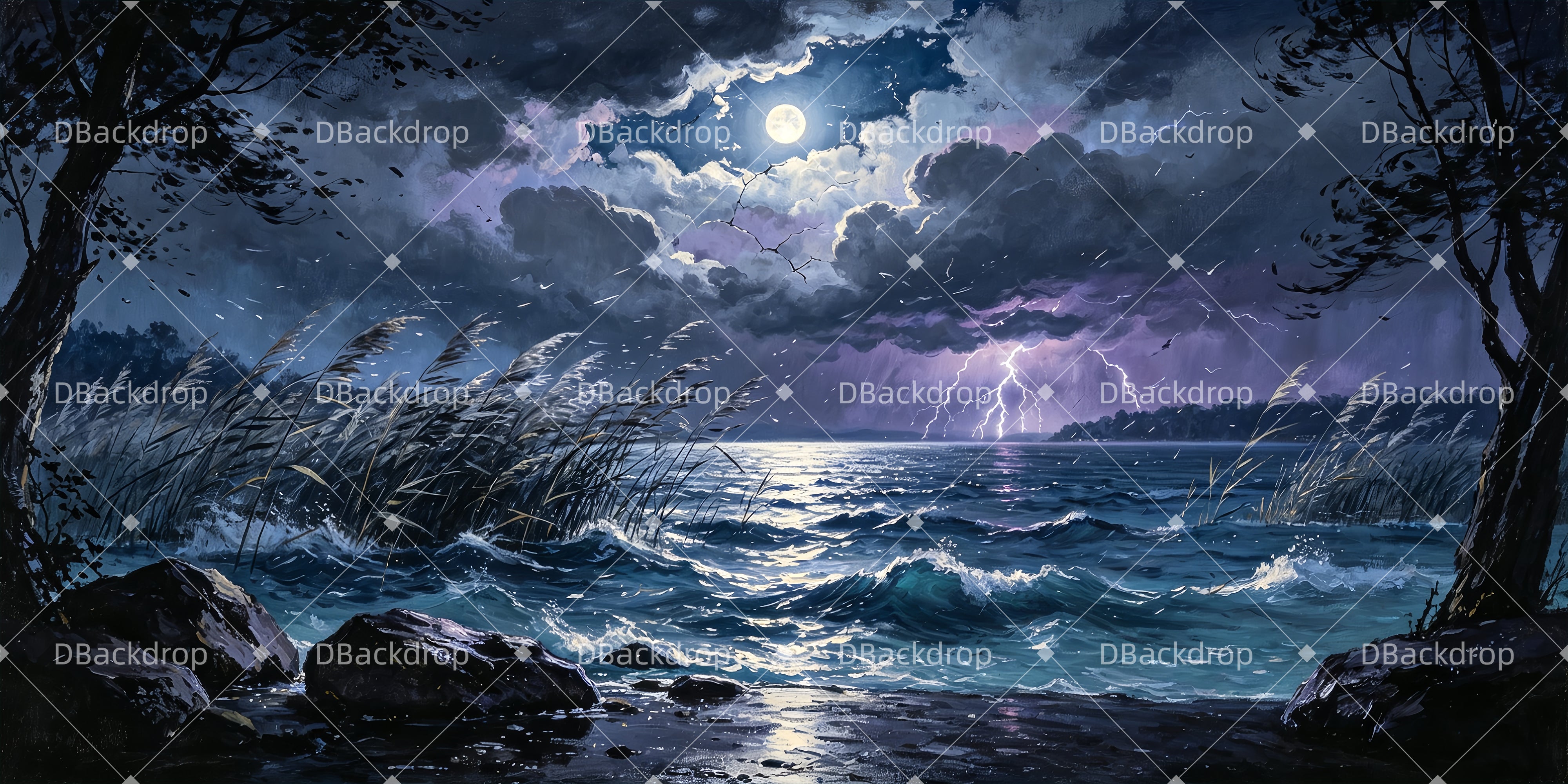 Performance Backdrop Storm UK Lakeshore Stage Scenery Backdrops ZTT66-T95