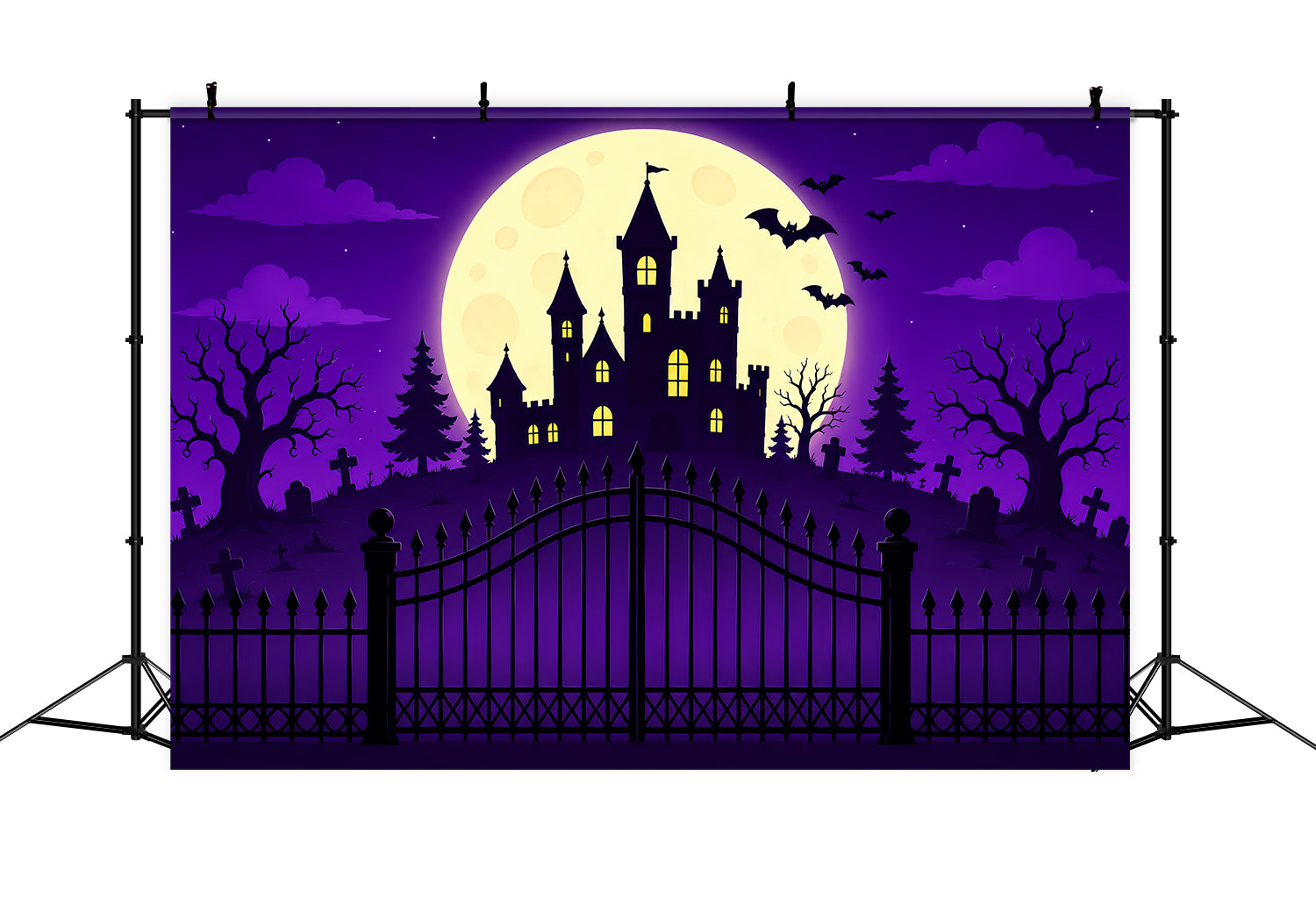 Halloween Backdrop Ideas DIY Purple Moon Castle Gateway Purple Halloween Backdrop UK ZTT67-14