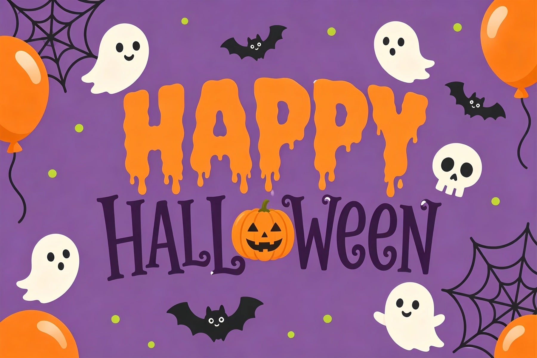 Simple Halloween Backdrop Cute Ghost Balloon Party Extra Large Halloween Backdrop UK ZTT67-18