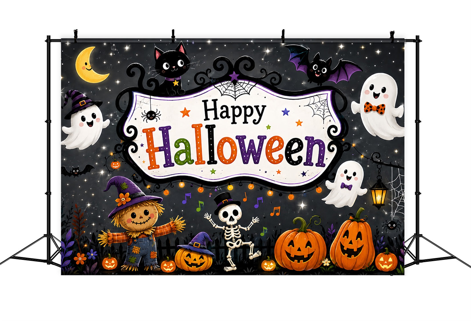 Cute Halloween Backdrops Cute Ghost Skeleton Party Halloween Backdrops Scene Setters UK ZTT67-26