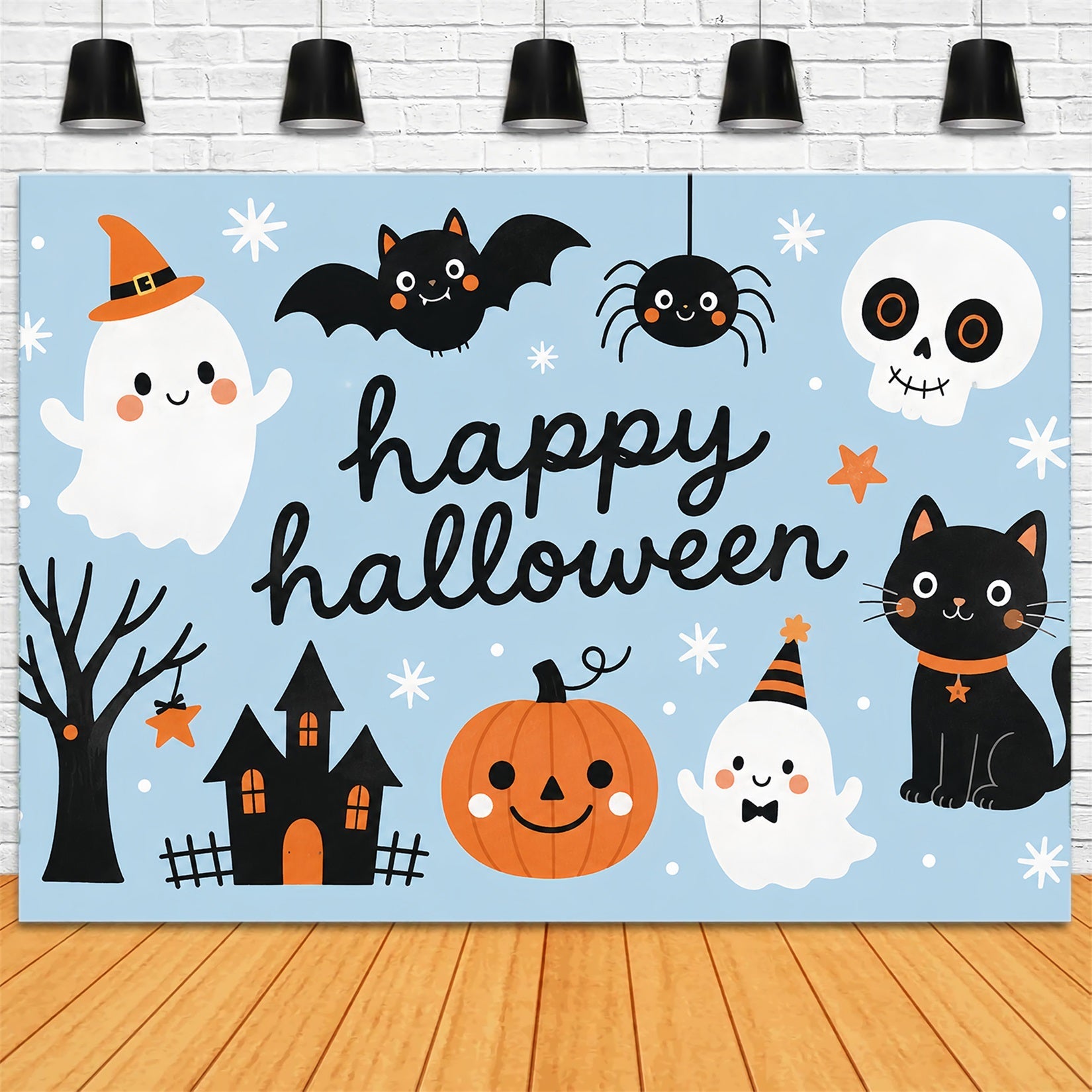 Cute Halloween Photo Backdrop Cute Ghost Cat Pumpkin Backdrop Halloween UK ZTT67-33