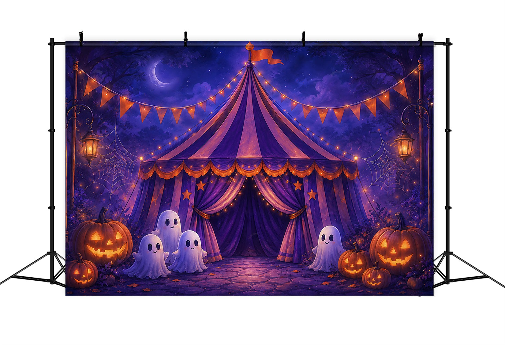 Freak Show Creepy Carnival Backdrop Purple Ghost Circus Tent Magicians Backdrop UK ZTT67-55