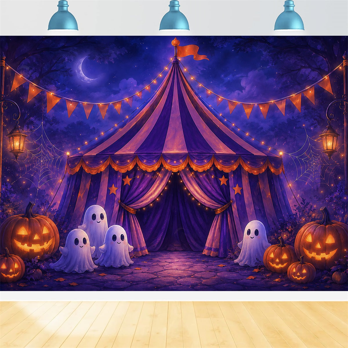 Freak Show Creepy Carnival Backdrop Purple Ghost Circus Tent Magicians Backdrop UK ZTT67-55