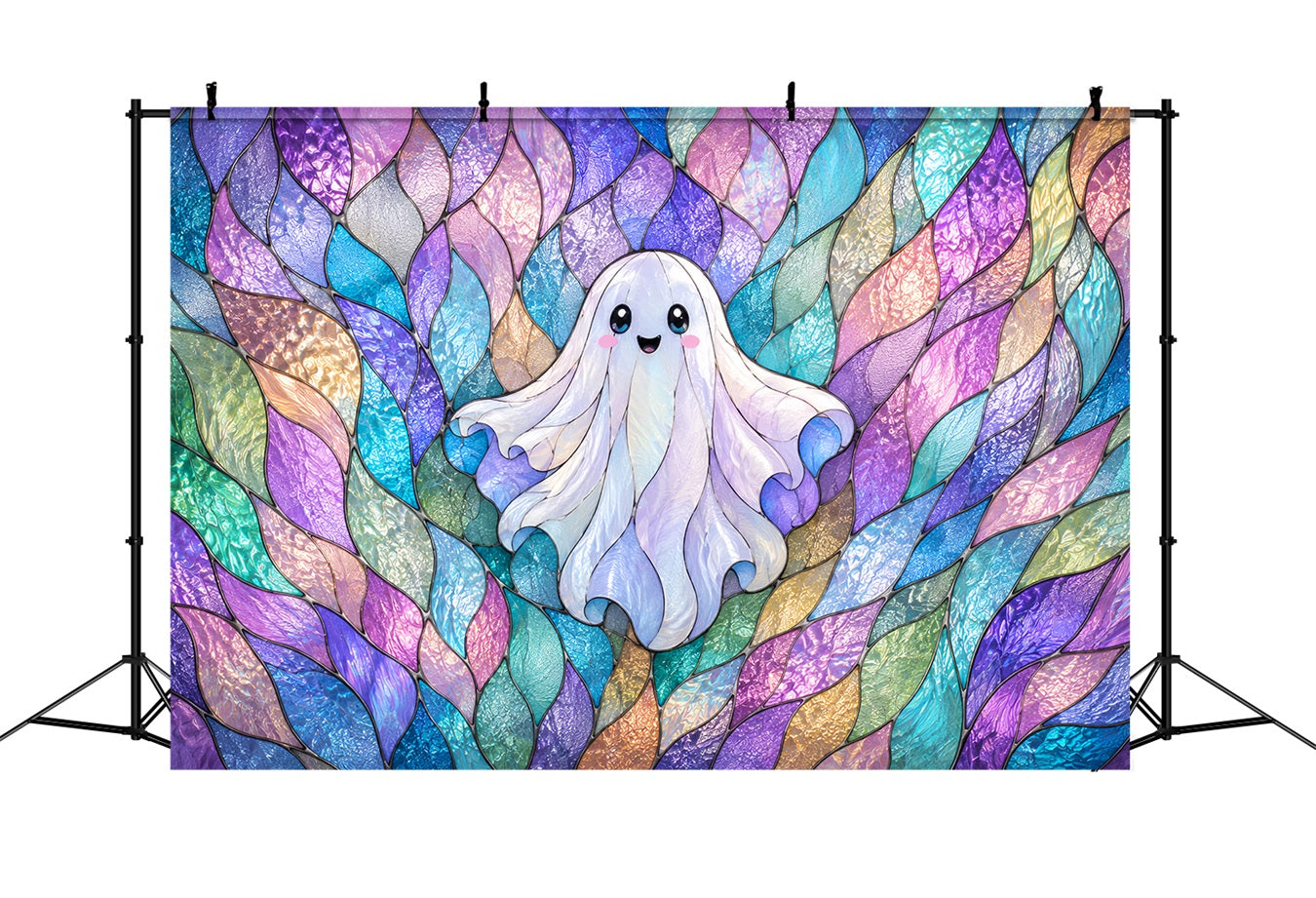 Stained Glass Backdrop Tapestry Ghost Pastel Cute Ghost Halloween Backdrops For Photography UK ZTT67-71