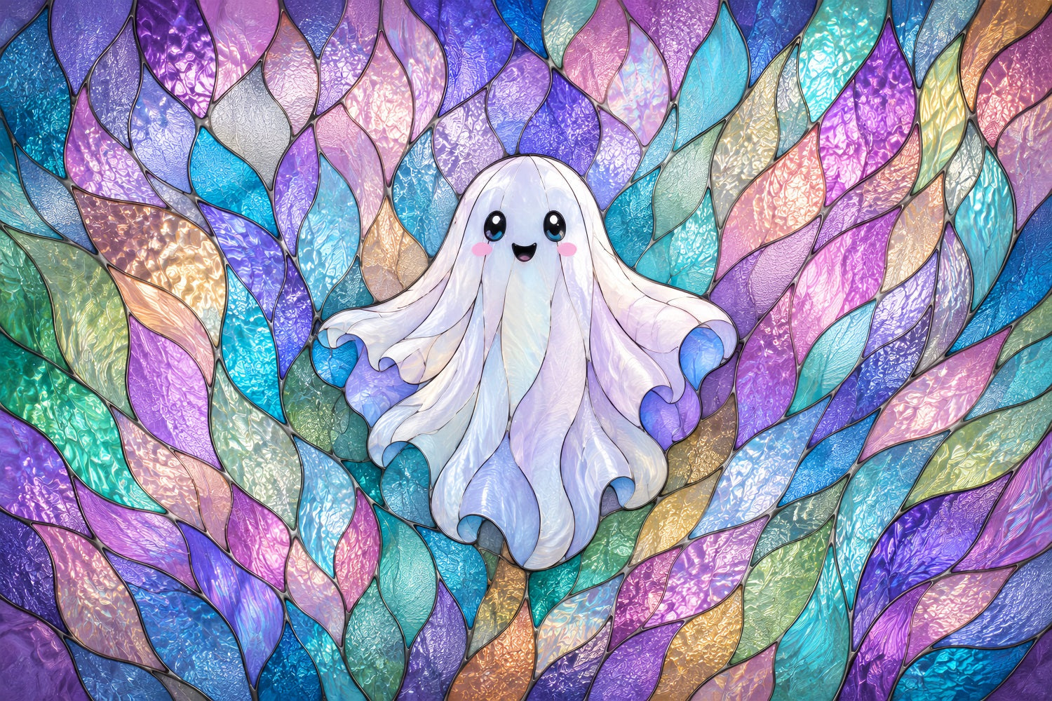Stained Glass Backdrop Tapestry Ghost Pastel Cute Ghost Halloween Backdrops For Photography UK ZTT67-71