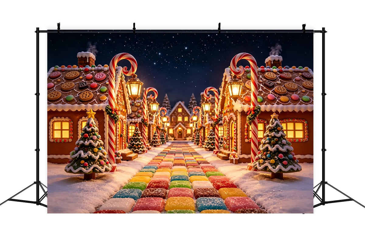 Candyland Christmas Backdrop Gingerbread Candy Village Christmas Photography BackdropUK ZTT69-17