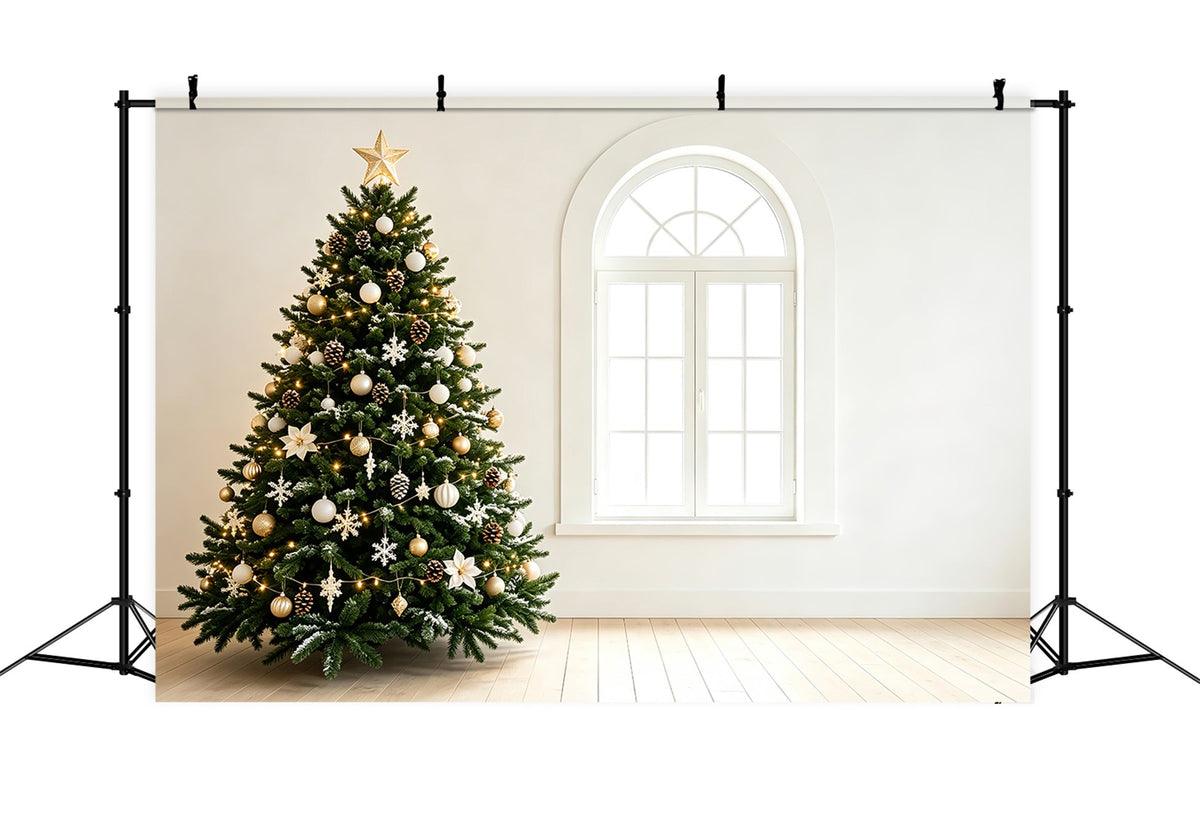 Simple Christmas Backdrop Elegant Tree Window Interior Professional Christmas BackdropUK ZTT69-43