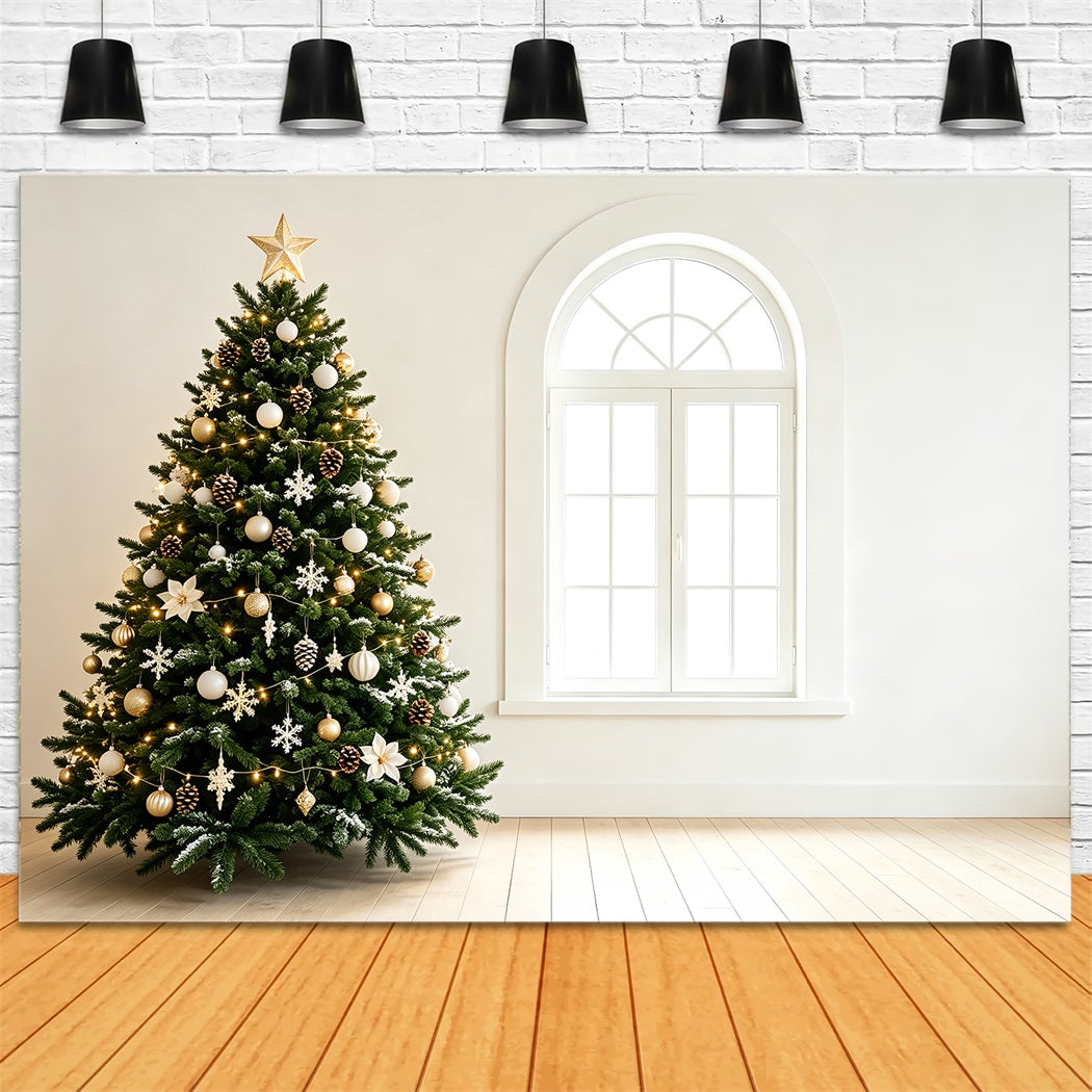 Simple Christmas Backdrop Elegant Tree Window Interior Professional Christmas BackdropUK ZTT69-43