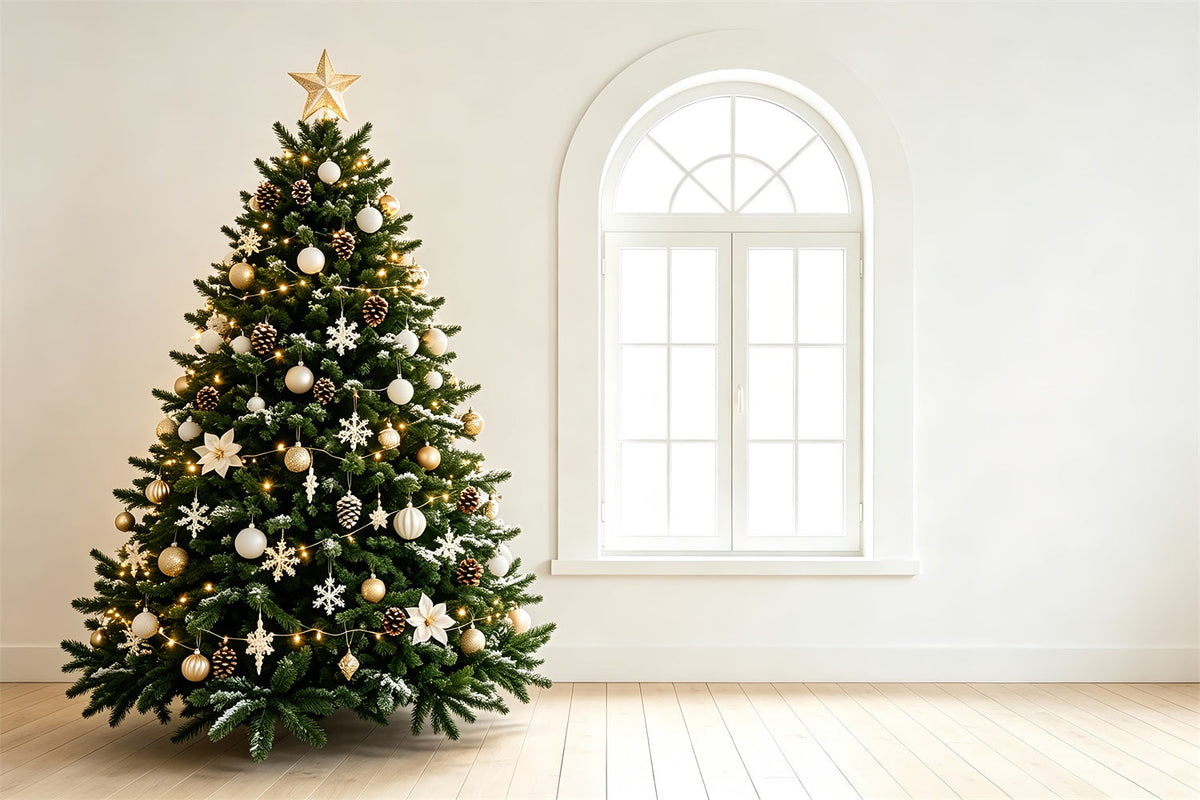 Simple Christmas Backdrop Elegant Tree Window Interior Professional Christmas BackdropUK ZTT69-43