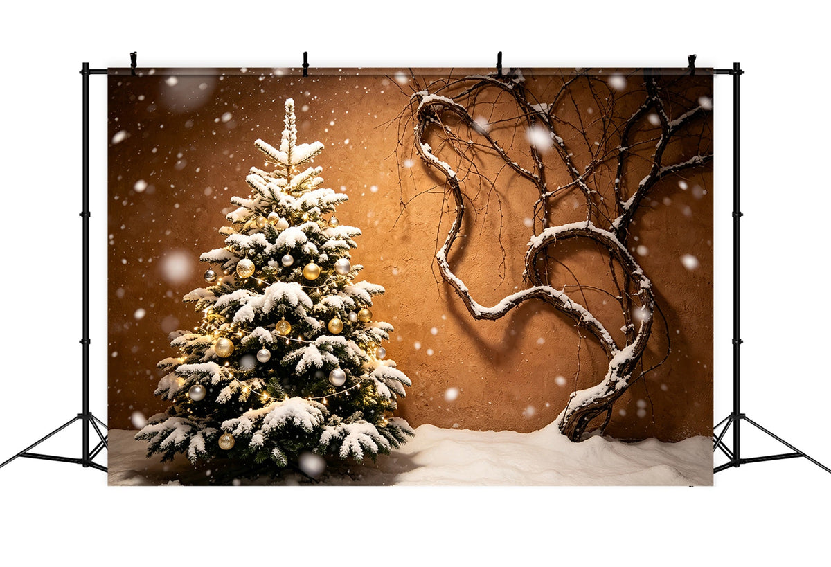 Christmas Tree Backdrop Snowy Tree Vine Wall Wall Backdrop ChristmasUK ZTT69-44