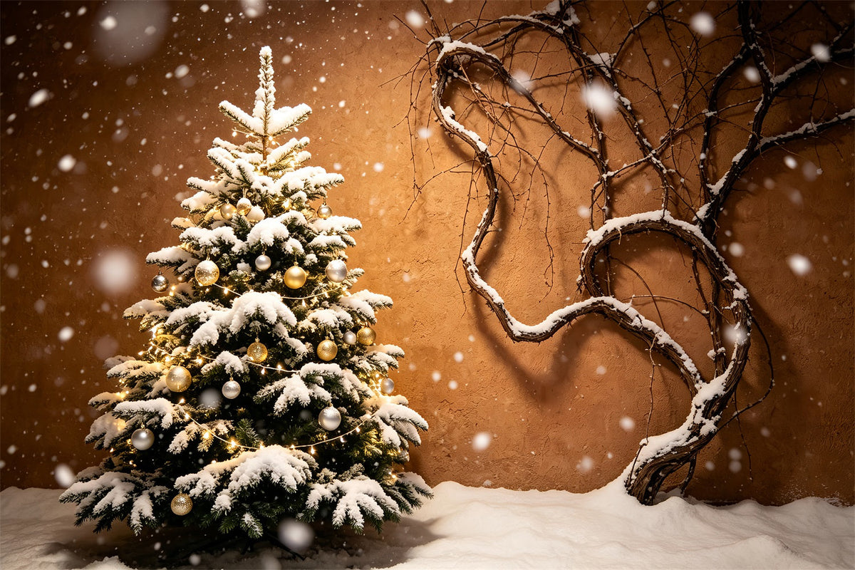Christmas Tree Backdrop Snowy Tree Vine Wall Wall Backdrop ChristmasUK ZTT69-44