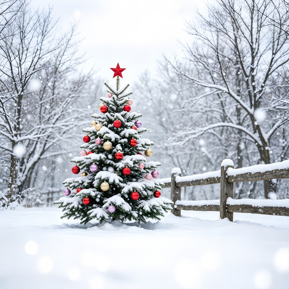 Christmas Snow Backdrop Snowy Forest Tree Landscape Christmas Muslin BackdropsUK ZTT69-48