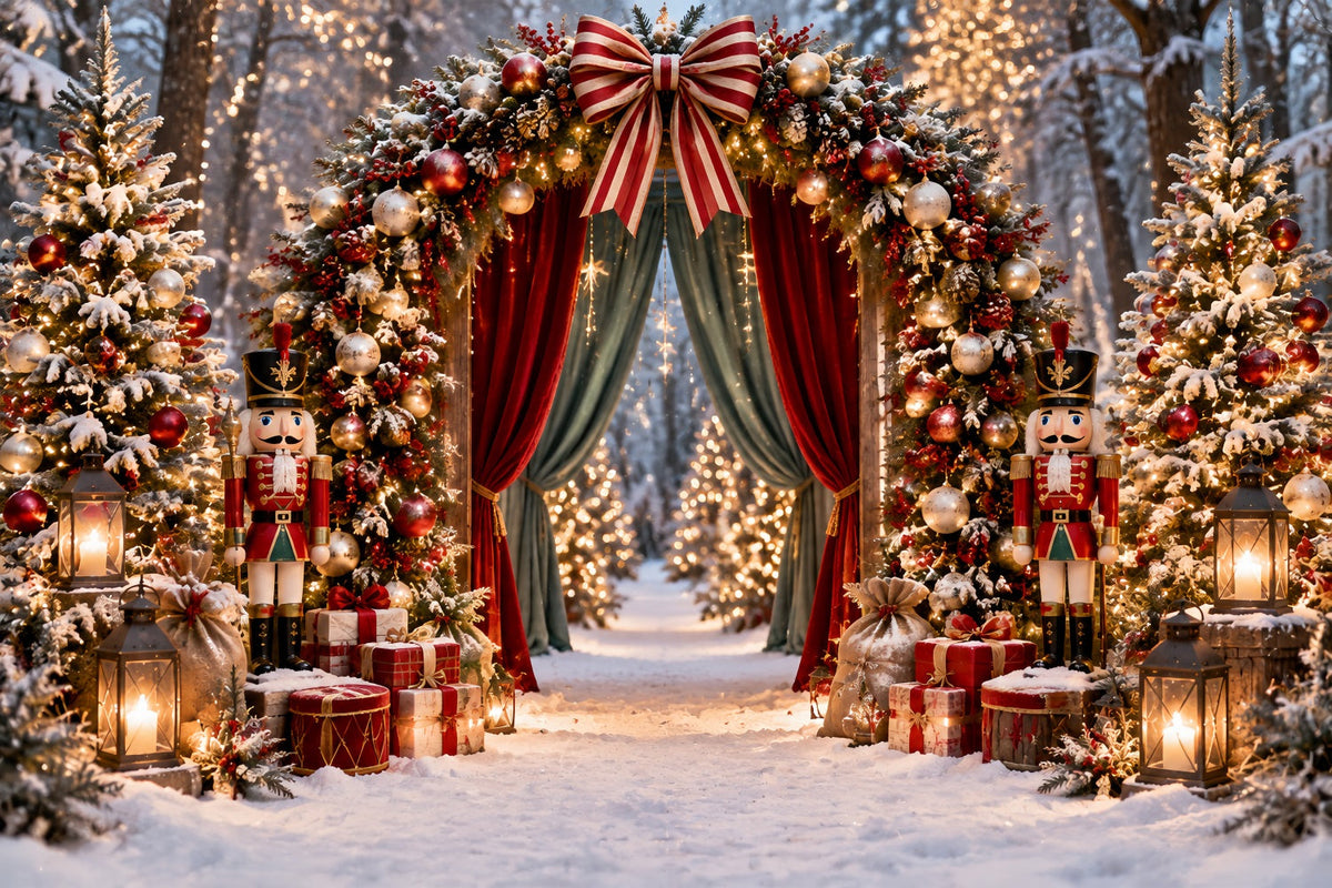 Professional Christmas Backdrops Nutcracker Forest Curtain Arch Christmas Photography Backdrop UK ZTT69-64