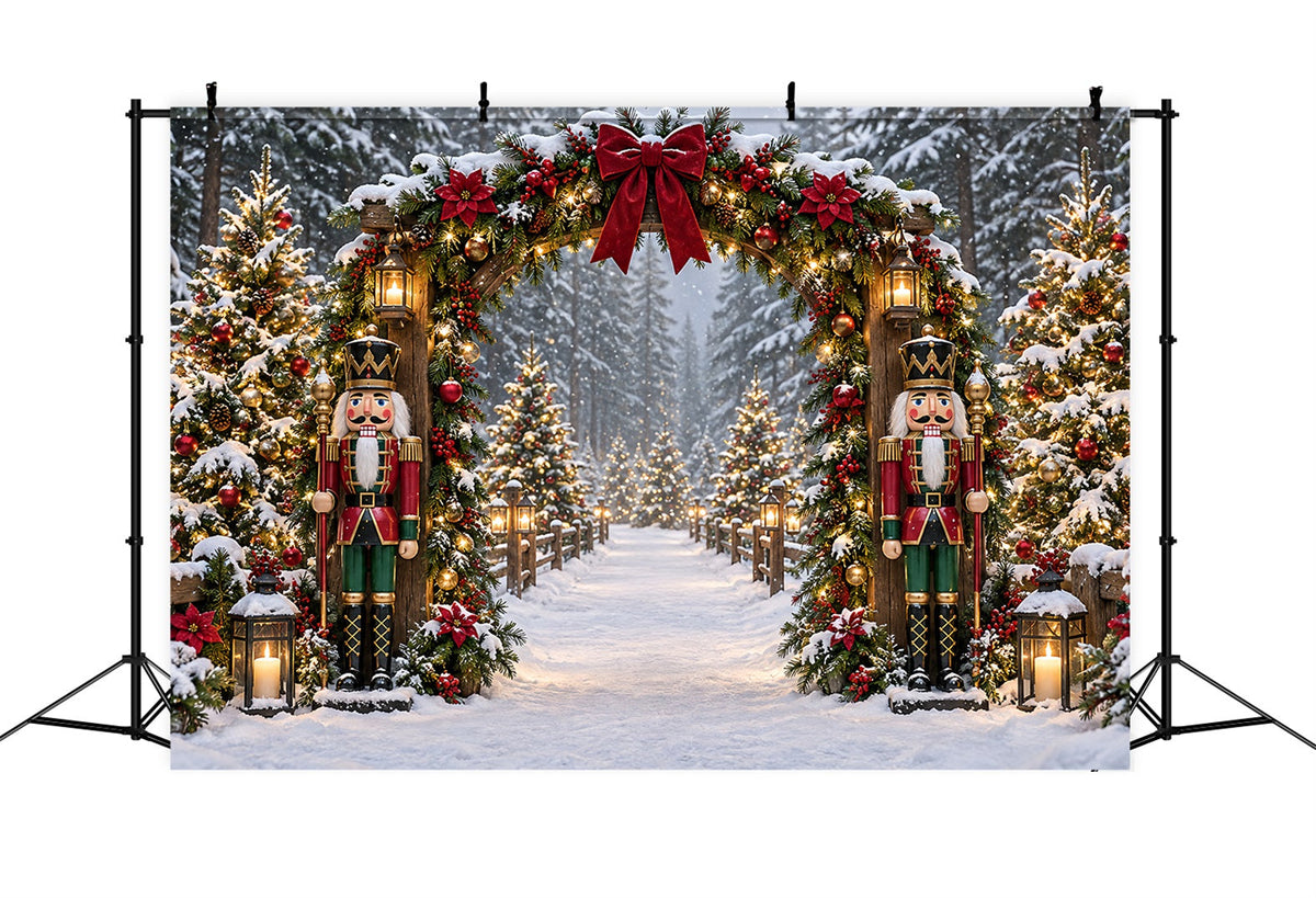 Christmas Lights Backdrop Snowy Nutcracker Garland Arch Nutcracker Photo Backdrop UK ZTT69-79