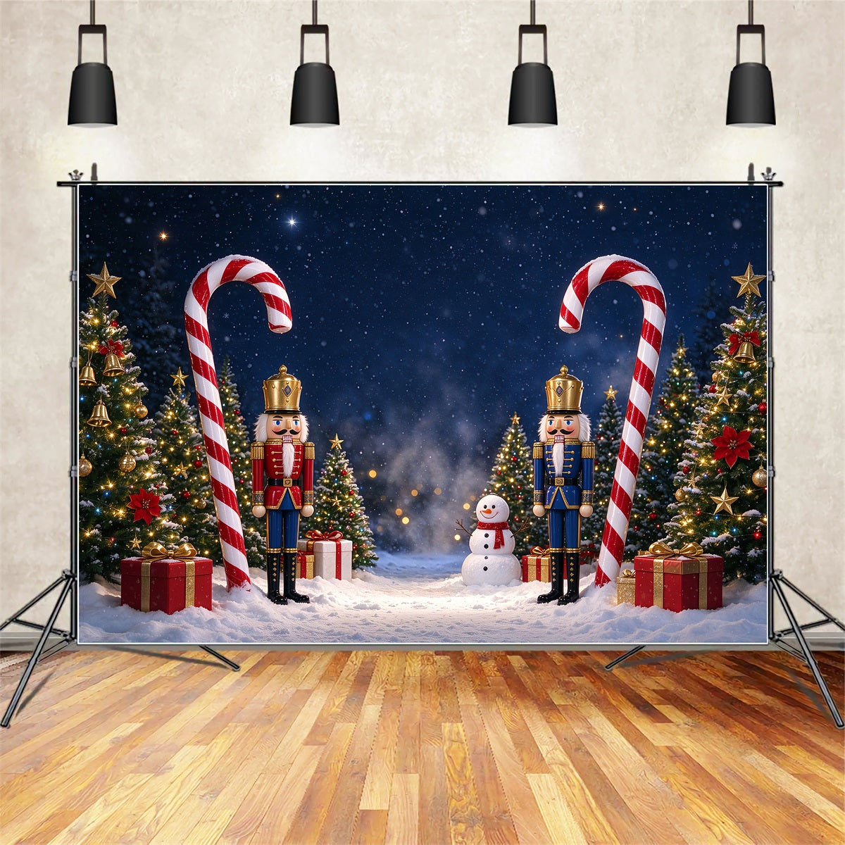 Photo Backdrop Christmas Snow Nutcracker Candy Cane Merry Christmas Backdrop UK ZTT69-80