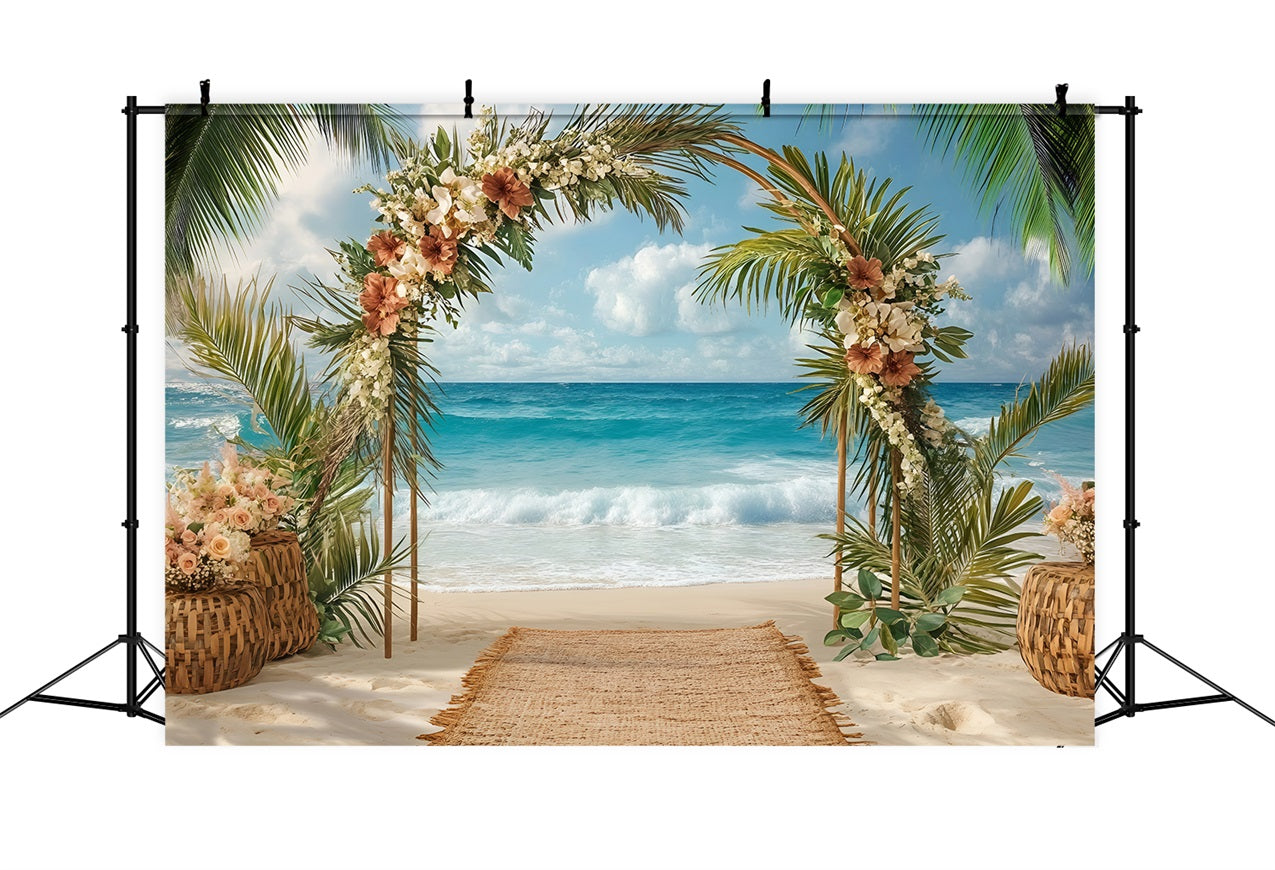 Beach Wedding Backdrop Floral Arch Summer Backdrop UK ZXY3-25